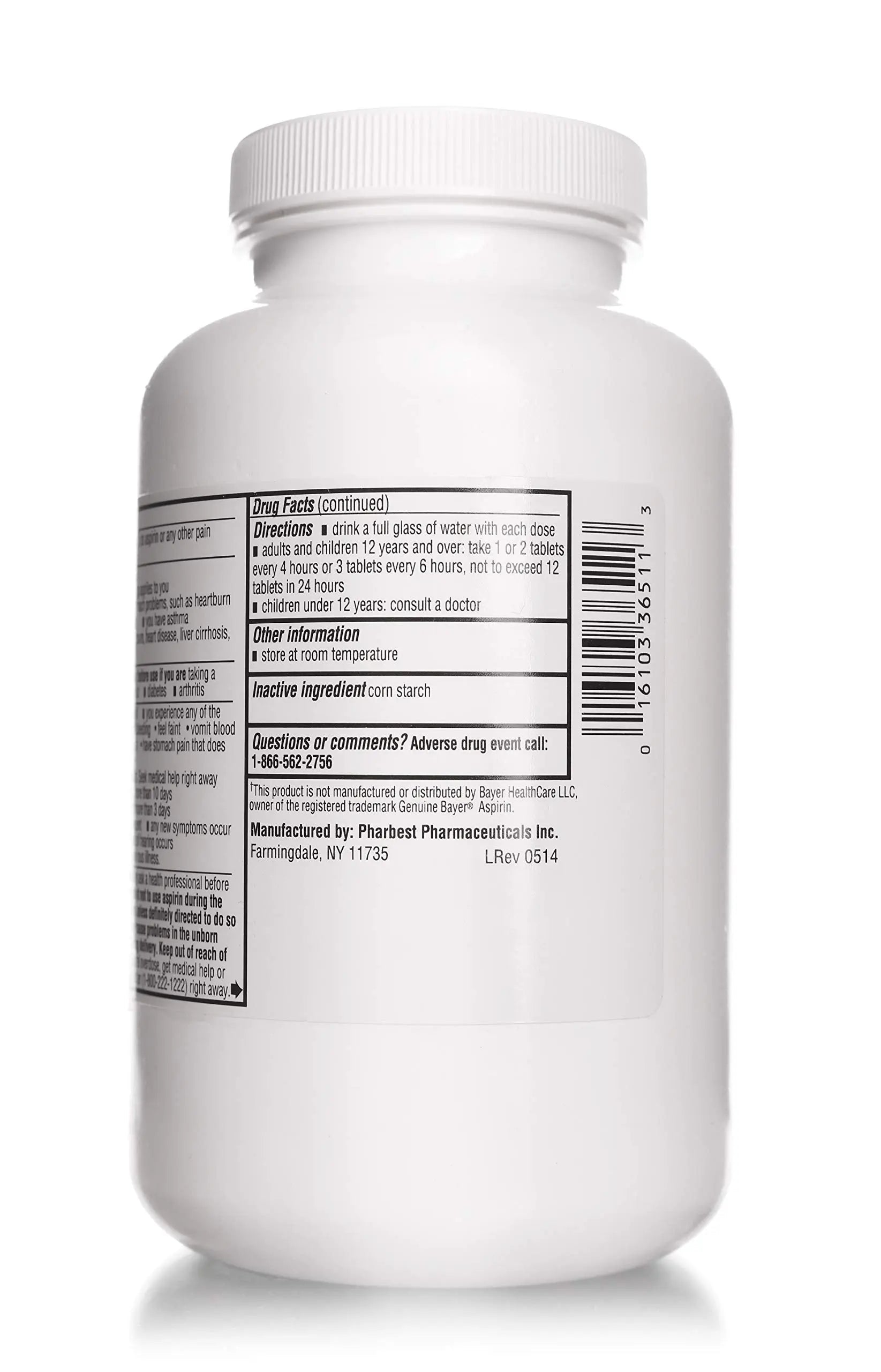 PHARBEST Aspirin 325 mg | Regular Strength | 1000 Count Uncoated Tablets PHARBEST buy supplements canada