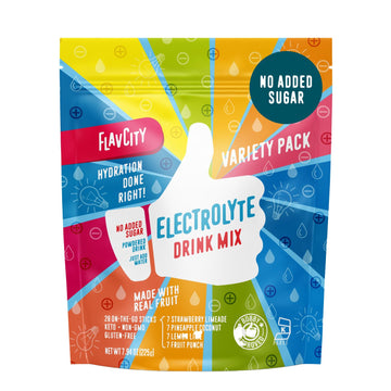 FlavCity Electrolytes Powder Packets - 28 Hydration Packets, Variety Pack - No Added Sugar - Hydration Powder with Real Fruit & Unrefined Sea Salt FlavCity buy supplements canada