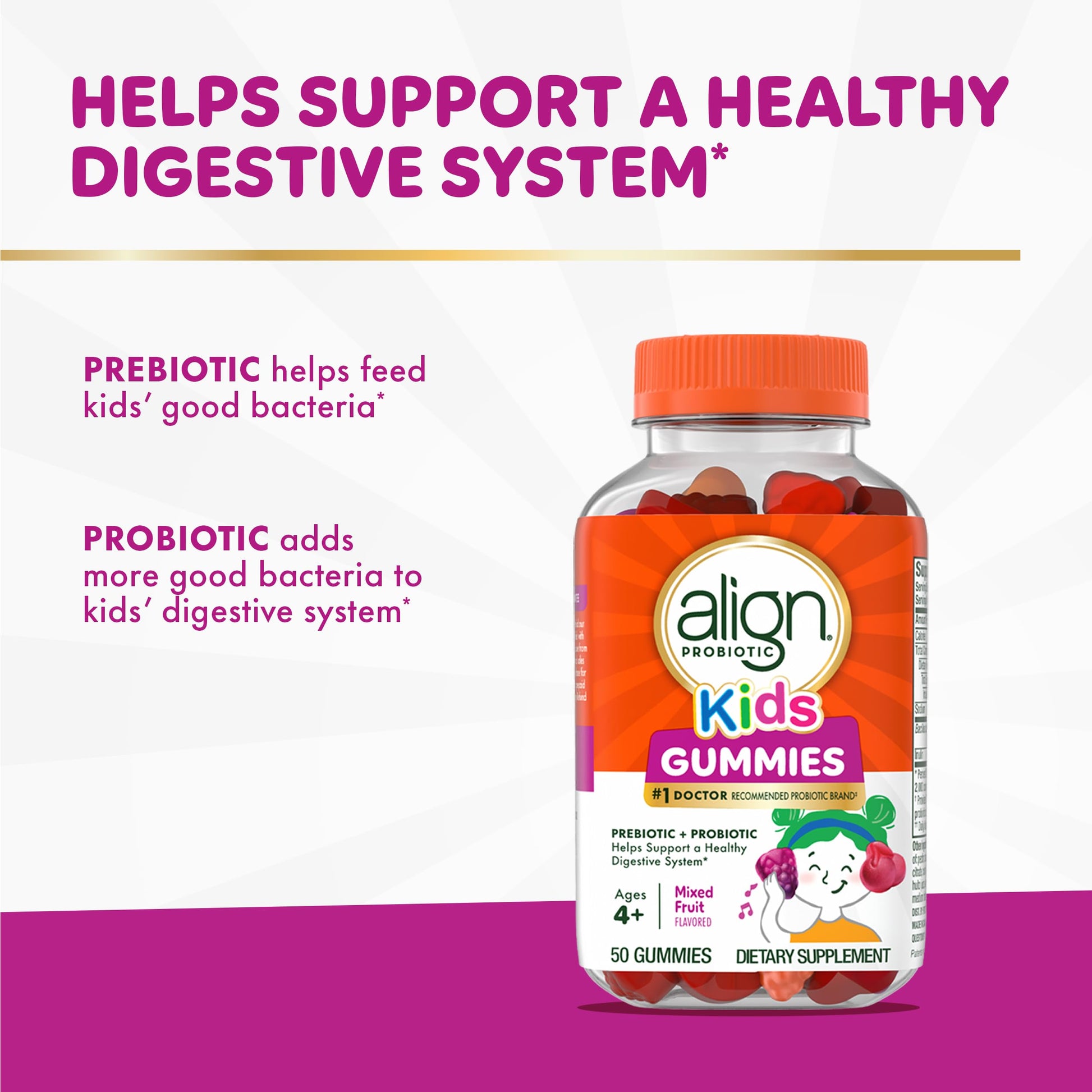 Align Probiotic, Kids Gummies, Prebiotic + Probiotic helps support a healthy digestive system*, #1 Doctor Recommended Probiotic Brand Align buy supplements canada