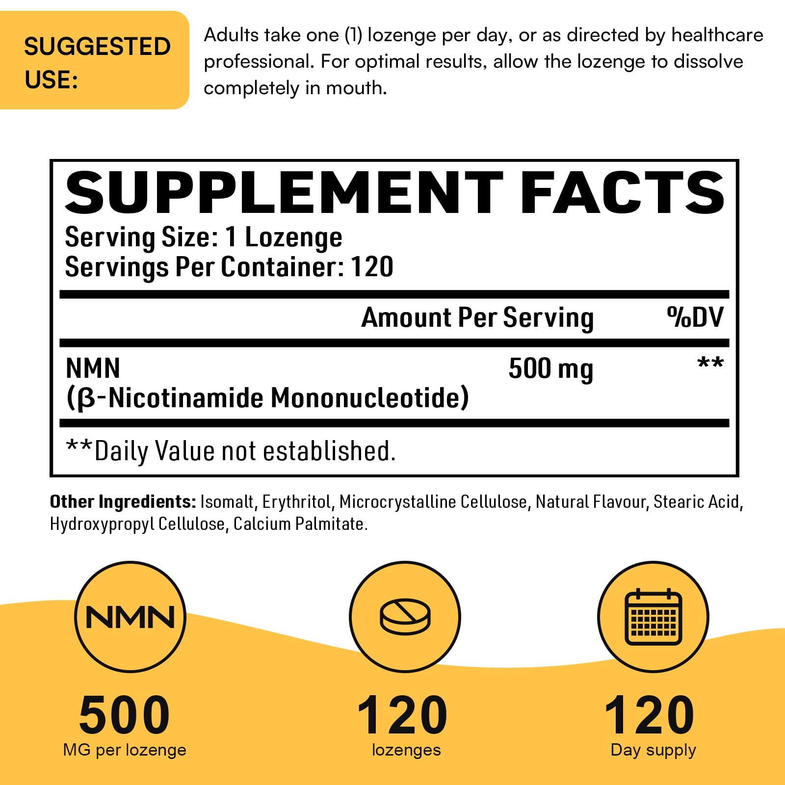 Sublingual NMN 500mg, Max Absorbency & Fast-Acting NMN Supplement（120-Day Supply）, 99% Pure NMN (Nicotinamide Mononucleotide) for NAD, Cell, Immune, Energy, Muscle, Anti-Aging, Longevity, 120 Lozenges Enprotess buy supplements canada