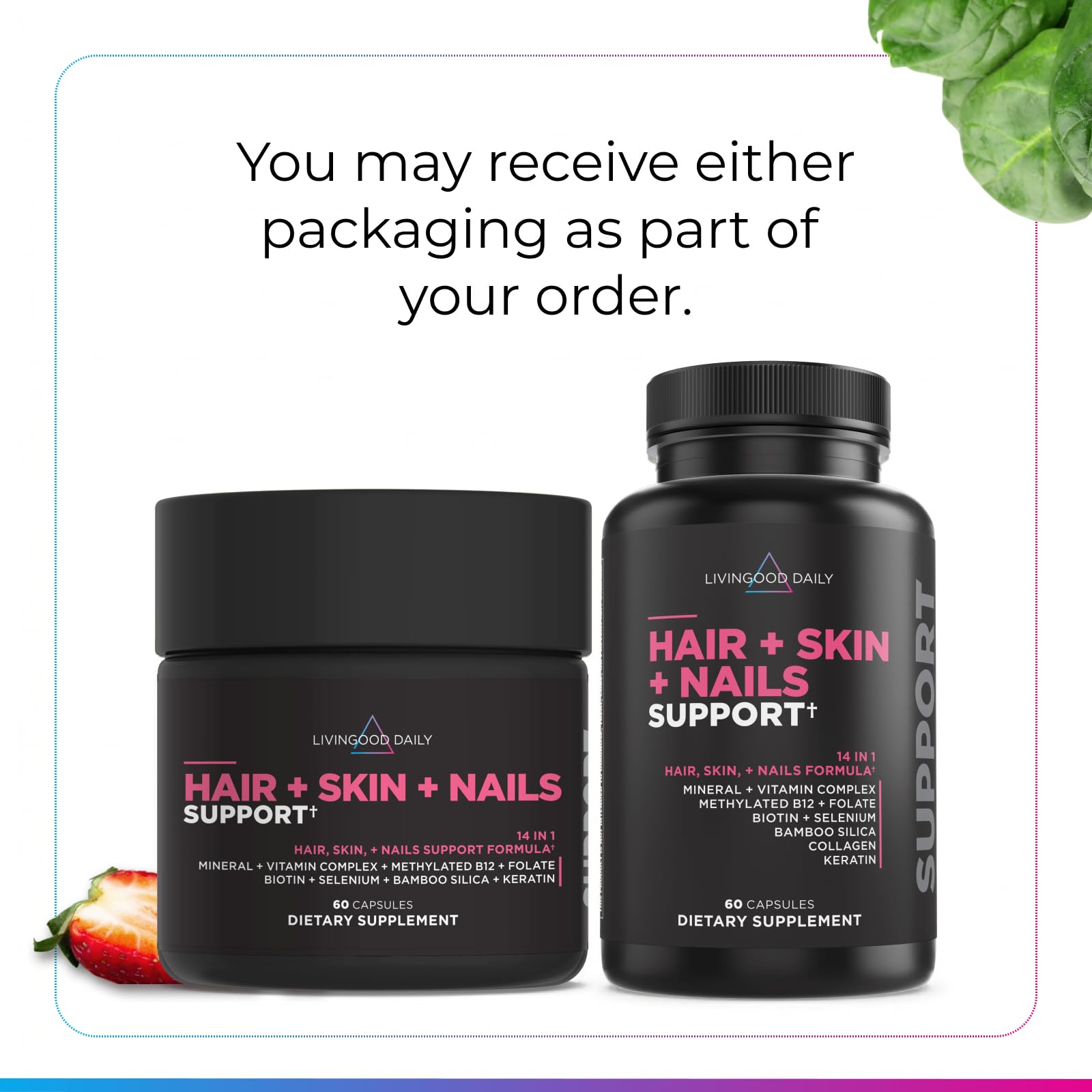 Livingood Daily Hair, Skin & Nails Supplement, 14-in-1 Formula with Biotin, Collagen, Keratin, Bamboo, Selenium, Folate, B12, Zinc and More, Beauty Supplement for Women & Men, Gluten Free, 60 Capsules Livingood Daily buy supplements canada