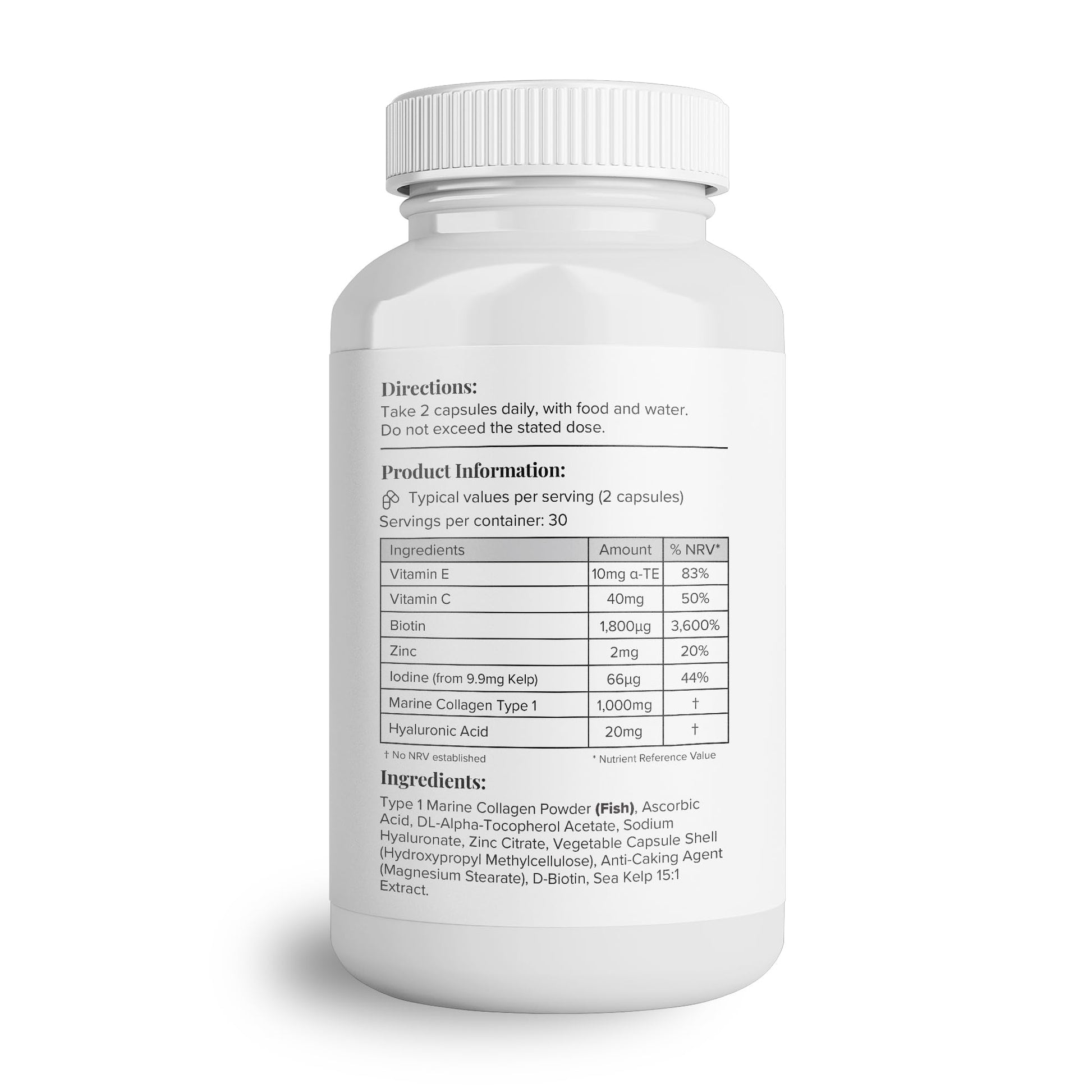 Hey Nutrition Collagen Complex Hyaluronic Acid & Sea Kelp Vitamin E, C, Biotin - Healthy Nails, Skin, Hair Joints Metabolism Hey Nutrition buy supplements canada