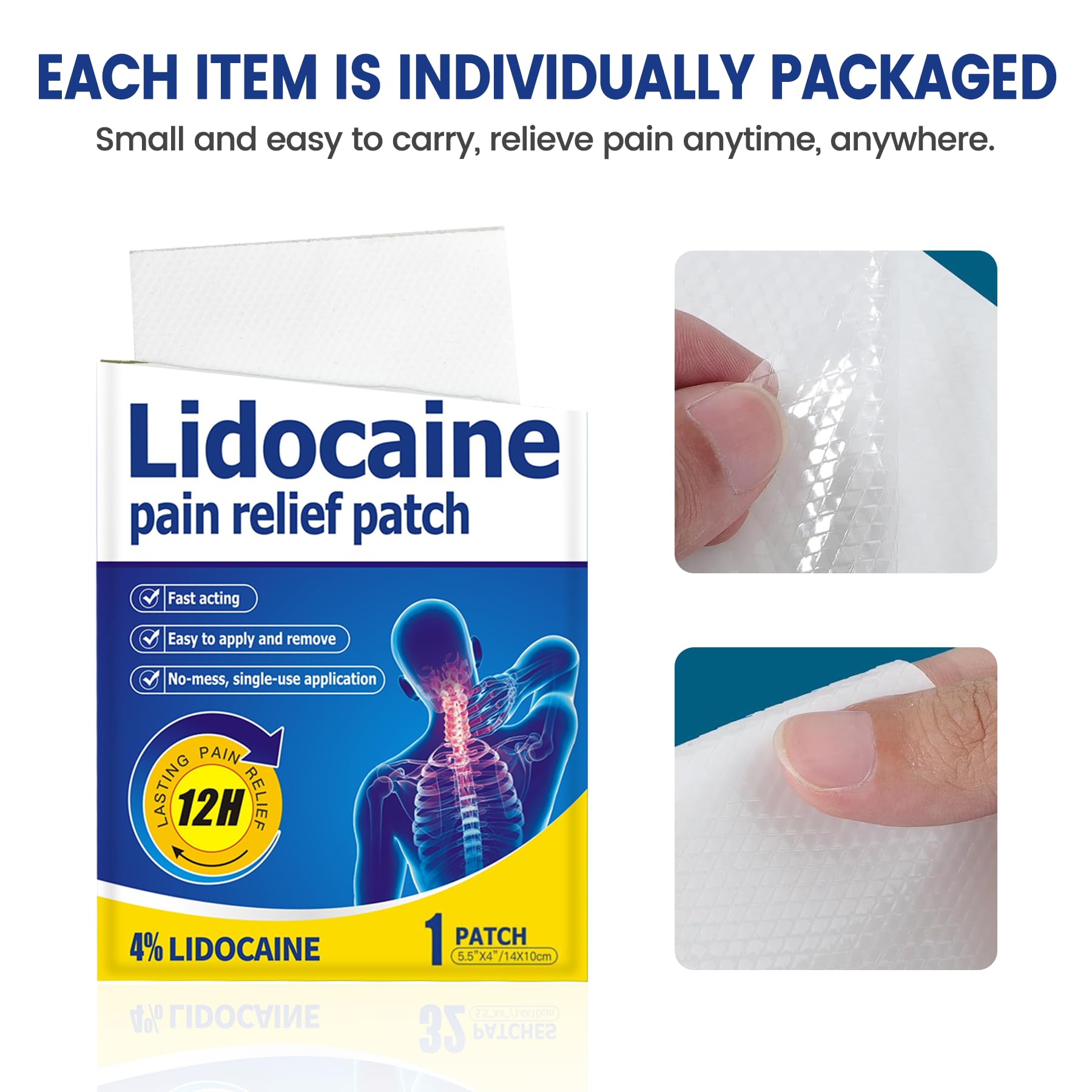 ENERIDEA Lidocaine Gel Pain Relief Patch for Sensitive Skin - Breathable & Hypoallergenic, Flexible Adhesion for Daily Muscle & Joint Comfort - 12 Hour Pain Relief (32 Patches) ENERIDEA buy supplements canada