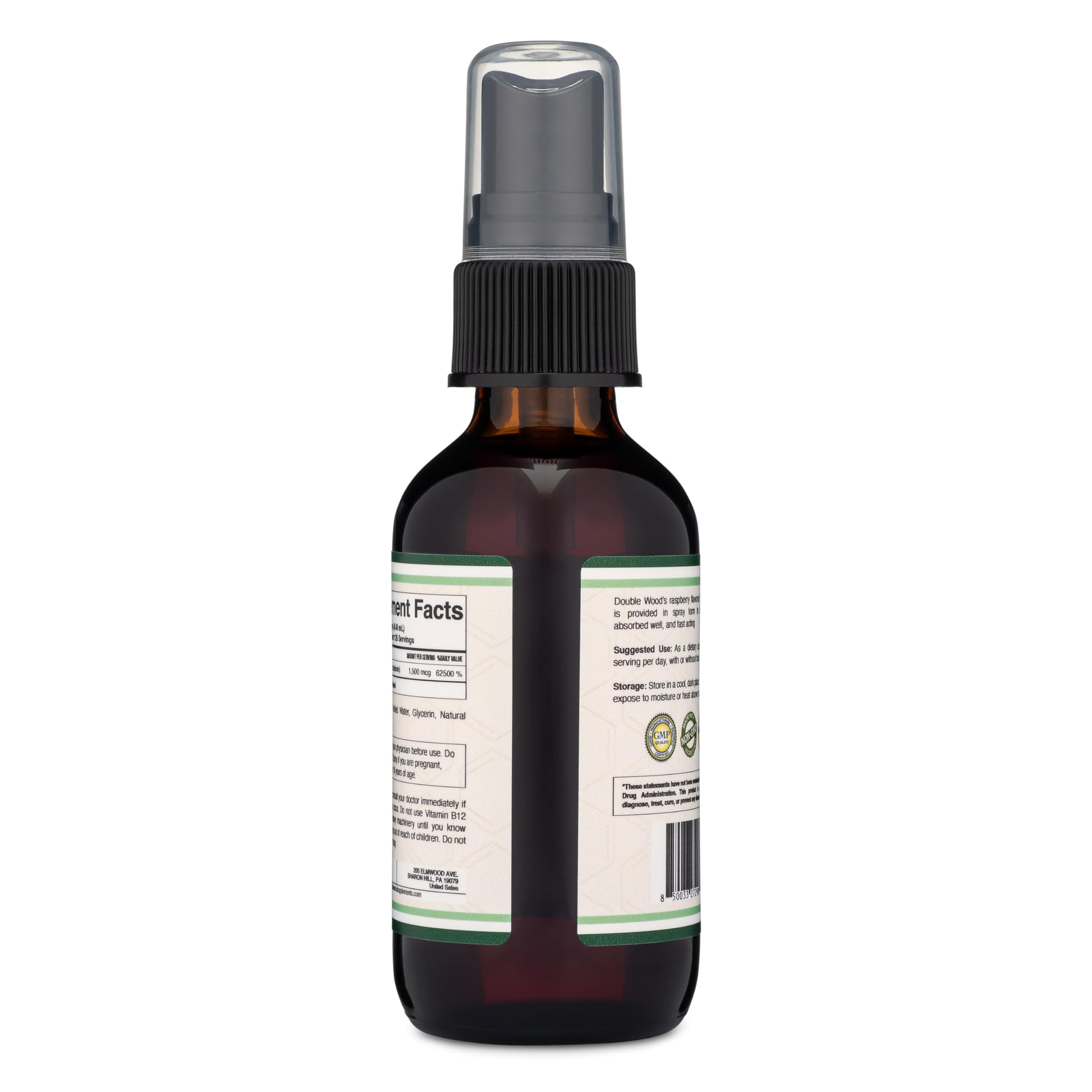 Vitamin B12 Sublingual Spray (2 Spray Dose of Vitamin 12 1000mcg, 3 Spray Serving Size Double Wood Supplements buy supplements canada