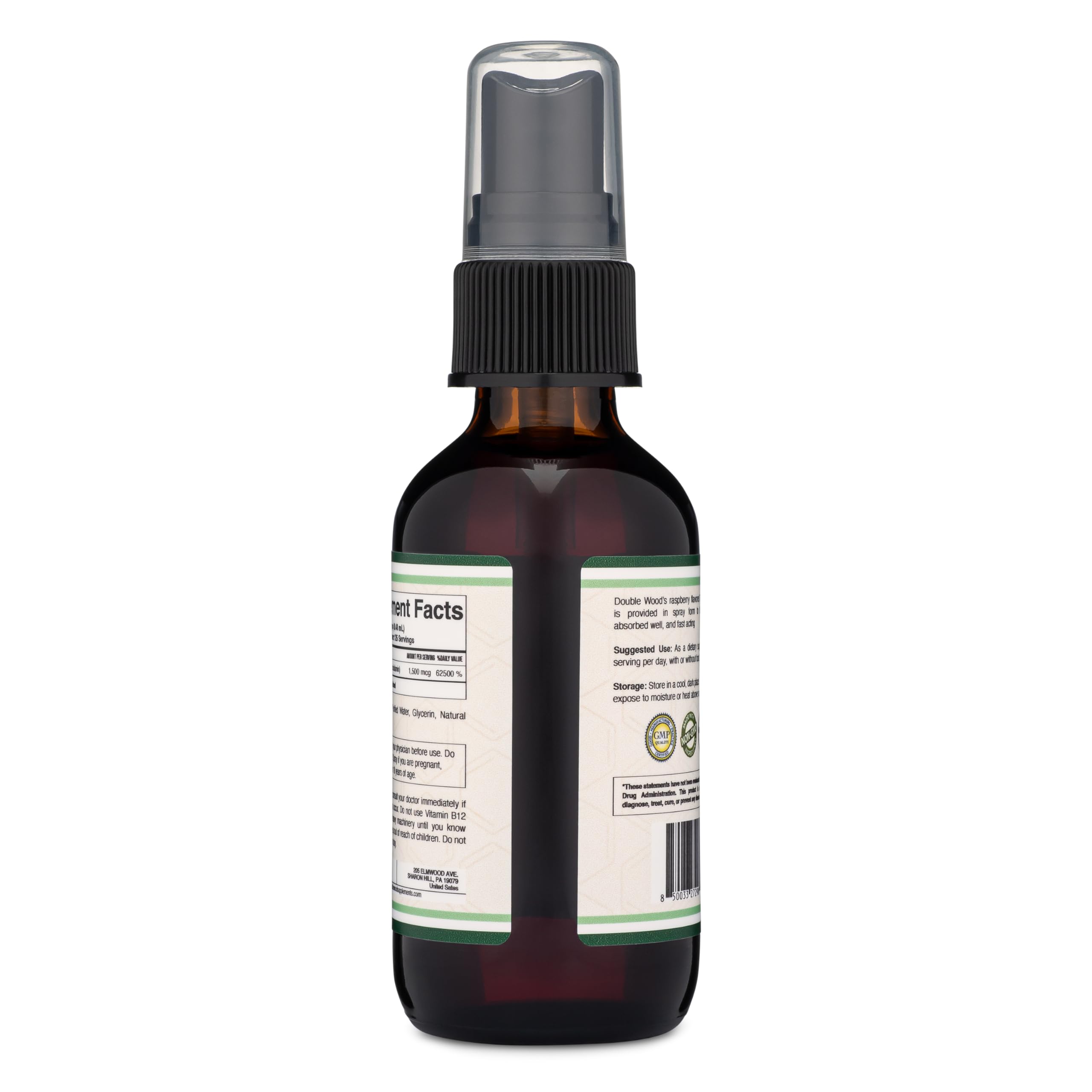Vitamin B12 Sublingual Spray (2 Spray Dose of Vitamin 12 1000mcg, 3 Spray Serving Size Double Wood Supplements buy supplements canada
