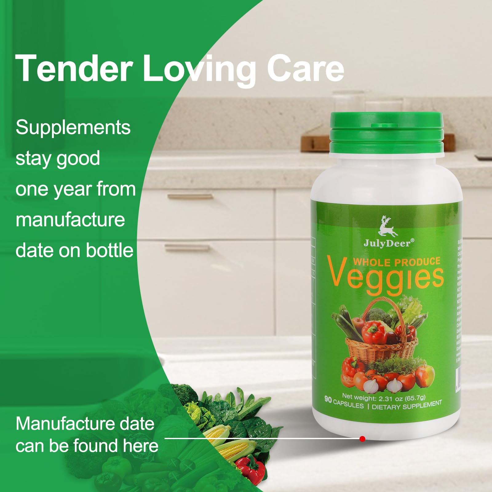 Fruit and Veggies Supplement Ingredients Natural – 4 Bottles 360 Total Vegetarian Capsules | Balance of Natural 16+18 Whole Fruits & Veggies Blend | Fresh Superfood Formula with Vitamins and Minerals JulyDeer buy supplements canada