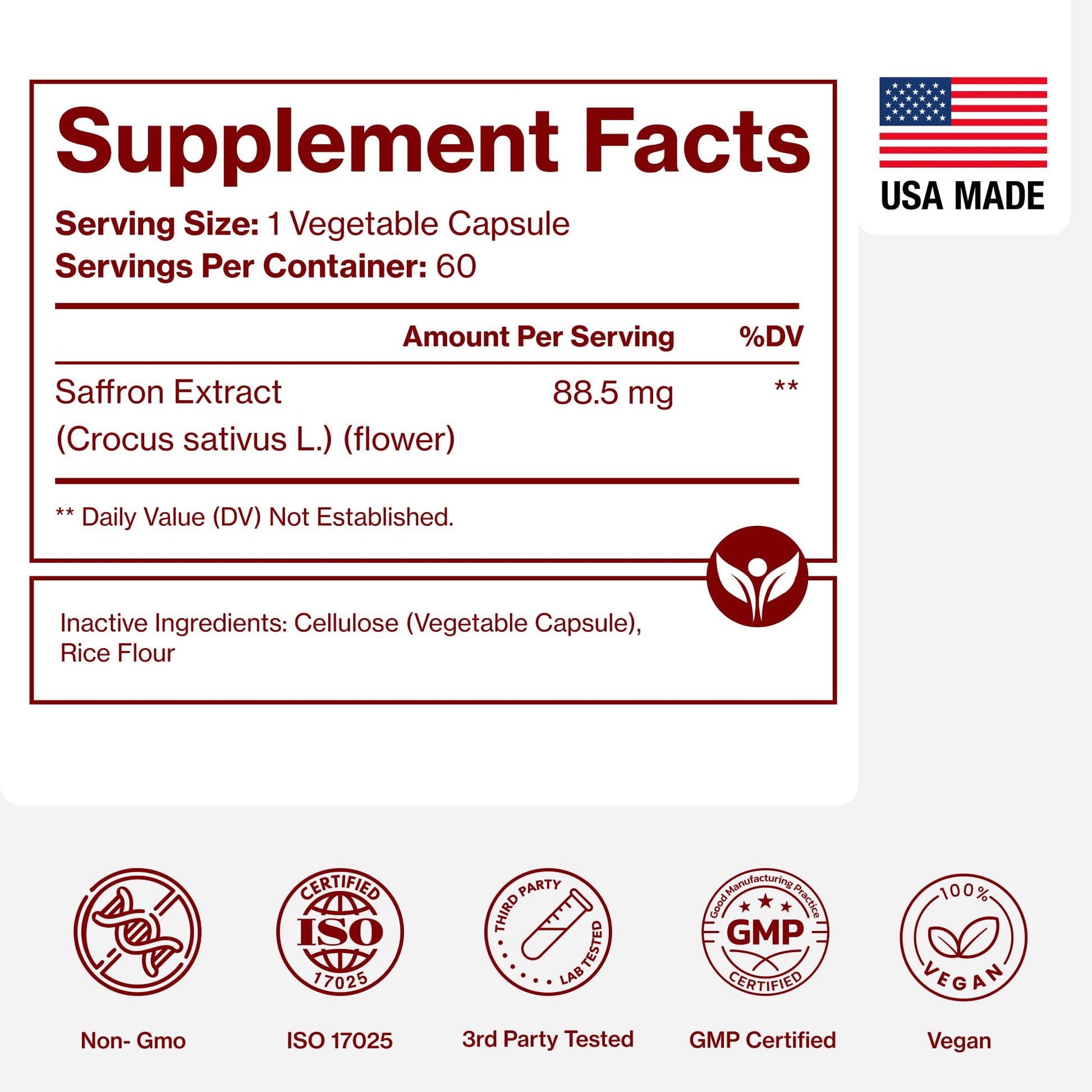 Saffron Supplements - 100% Pure Saffron Extract Capsules - Boost Energy & Mood, Support Eye & Heart Health Pure Micronutrients buy supplements canada