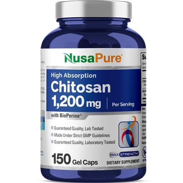 NusaPure Chitosan 1200mg 150 Caps (Non-GMO & Soyfree) with Bioperine NusaPure buy supplements canada