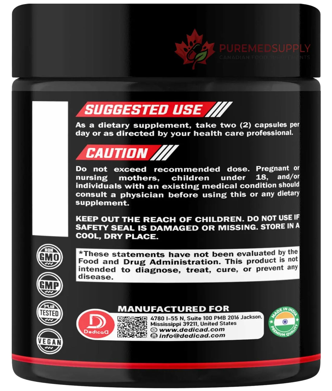 DEDICAD Wormwood Capsules Supplement - Extracted from Black Walnut, Cloves, Turmeric, Apple, Berberine HCl & More - 11 Ingredients Combined for Immune System, Body Management - 60 Capsules DEDICAD buy supplements canada
