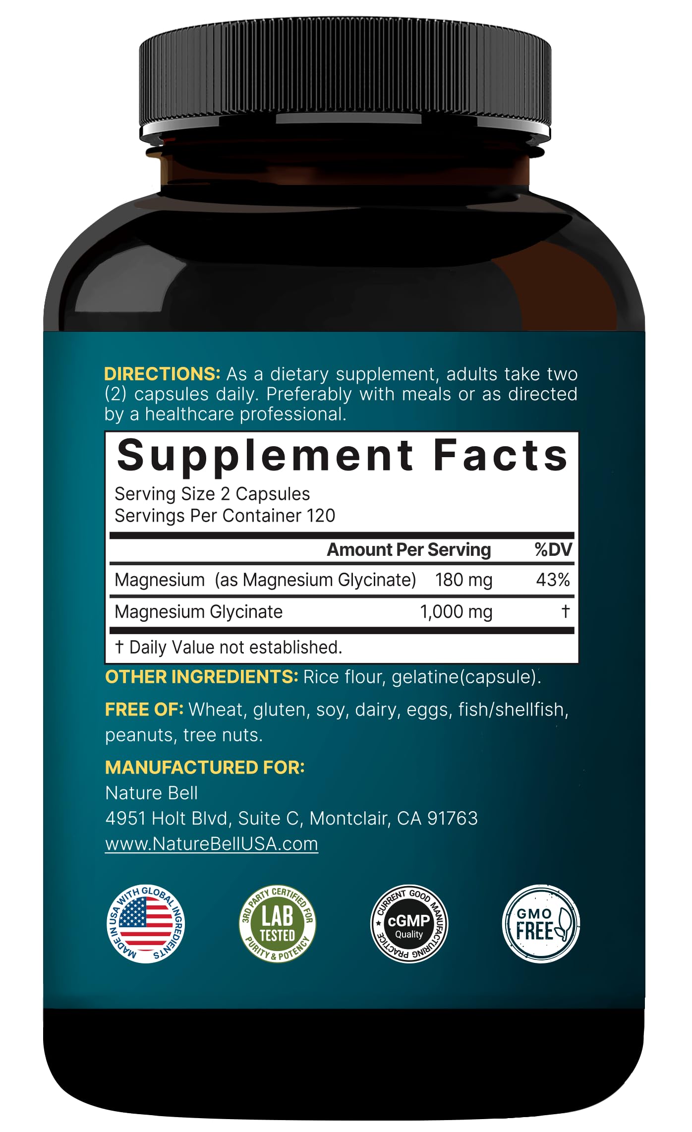 NatureBell Magnesium Glycinate 1,000mg, 240 Capsules | 500mg per Capsule | 100% Chelated & Purified | Sleep, Muscle & Nerve Support | Non-GMO, Gluten-Free NatureBell buy supplements canada