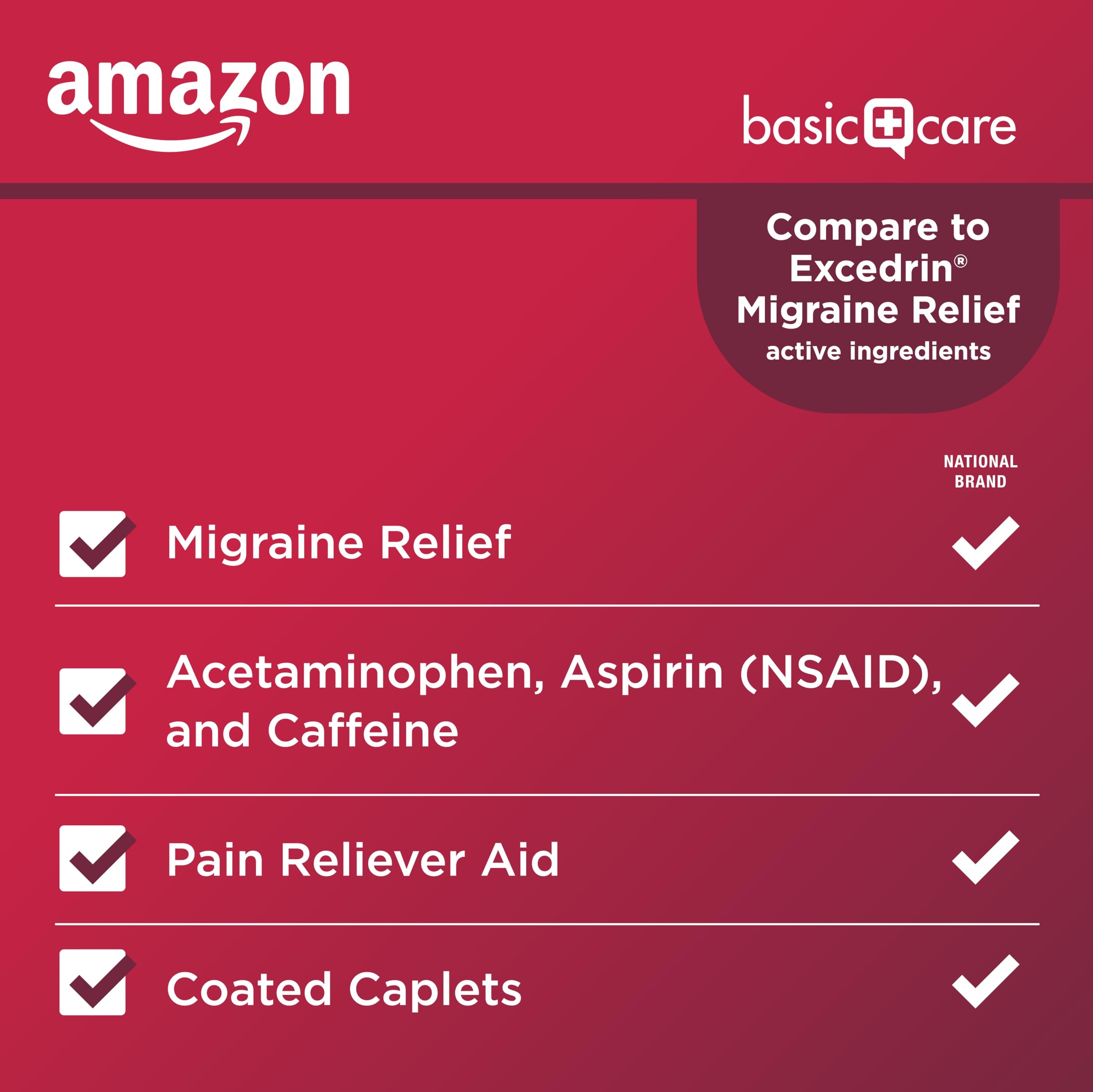 Amazon Basic Care Migraine Relief Acetaminophen, Aspirin (NSAID) and Caffeine Tablets, Pain Reliever/Pain Reliever Aid, 200 Count Amazon Basic Care buy supplements canada