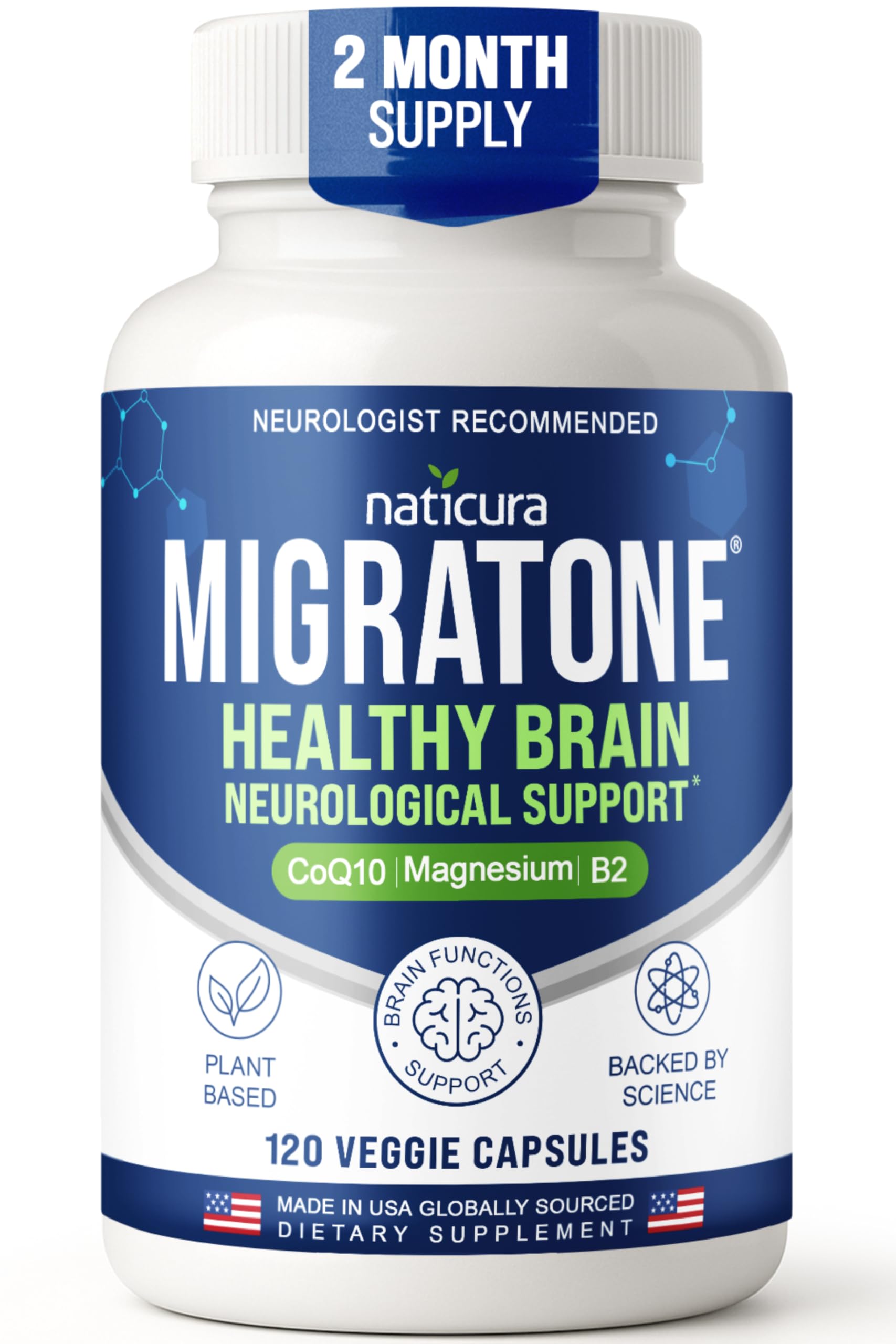 Migratone Migraine Relief Nutritional Support Supplement - with Magnesium, Riboflavin Vitamin B2, B6 & B12, Microactive Coq10, Feverfew, PA-Free Butterbur, and Folate - Clinically Preferred Blend Naticura buy supplements canada