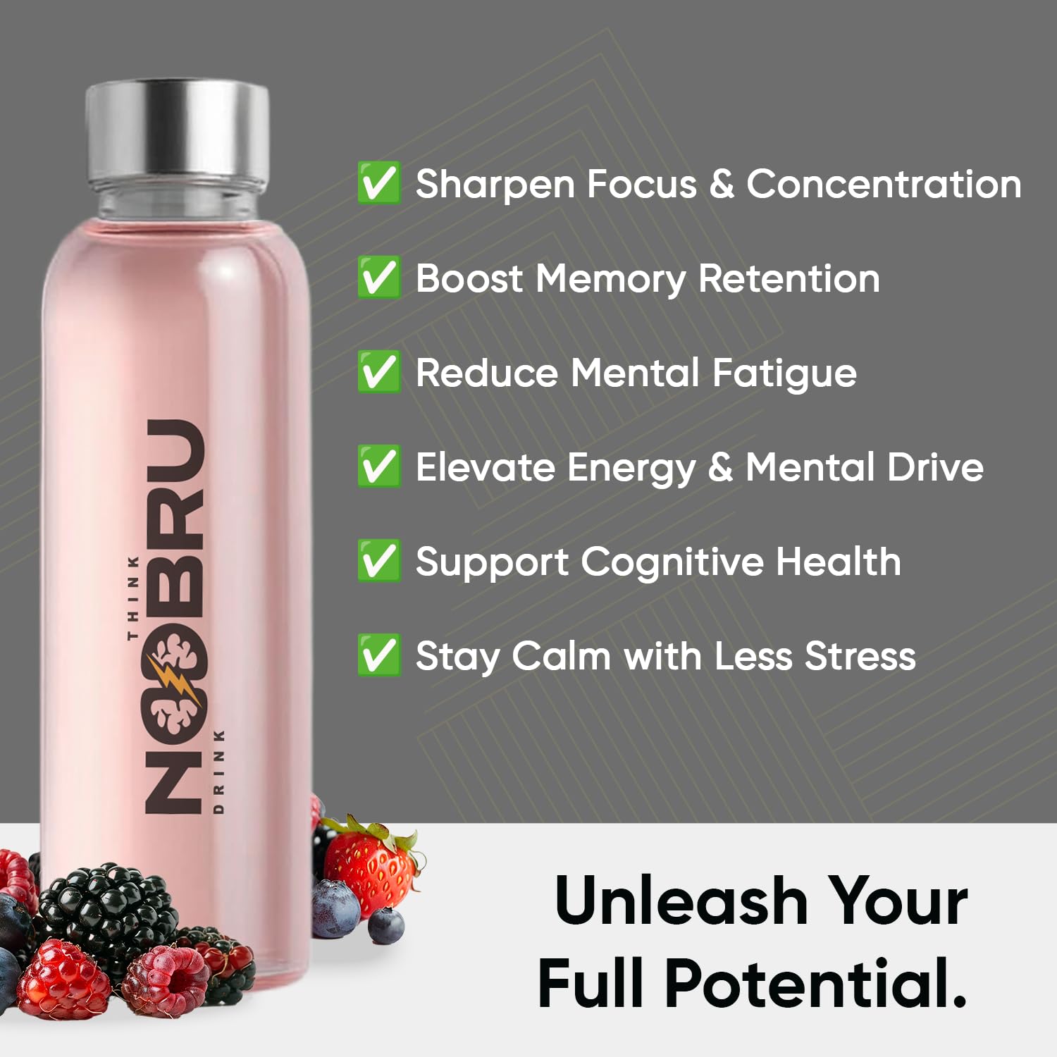 Noobru™ Pro - Brain & Nootropic Supplement for Cognitive Performance, Mental Clarity, and Focus - Precision-Formulated Drink with 17 Research-Backed Ingredients - 20 Servings Noobru buy supplements canada