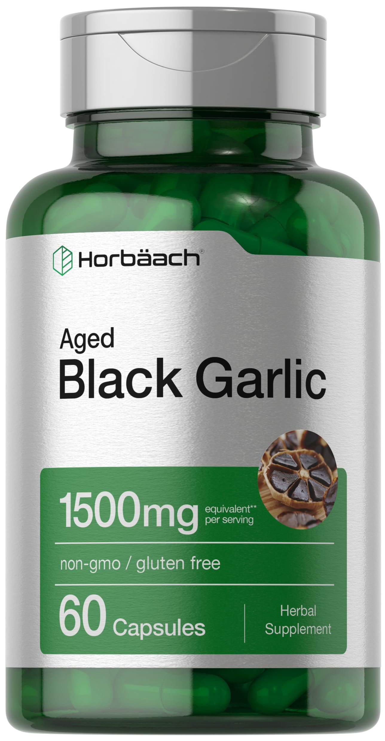 Aged Black Garlic Capsules 1500mg | 60 Count | Fermented Extract Supplement Horbäach buy supplements canada