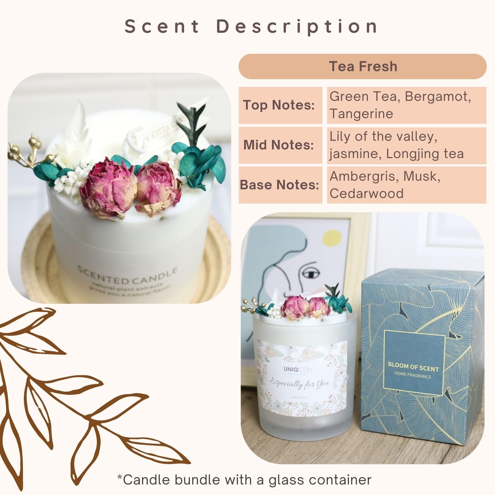 Natural Soy Scented Pillar Candles with Glass, Classic 10 oz Luxury Non Toxic White Bathroom Candle uniqicon buy supplements canada