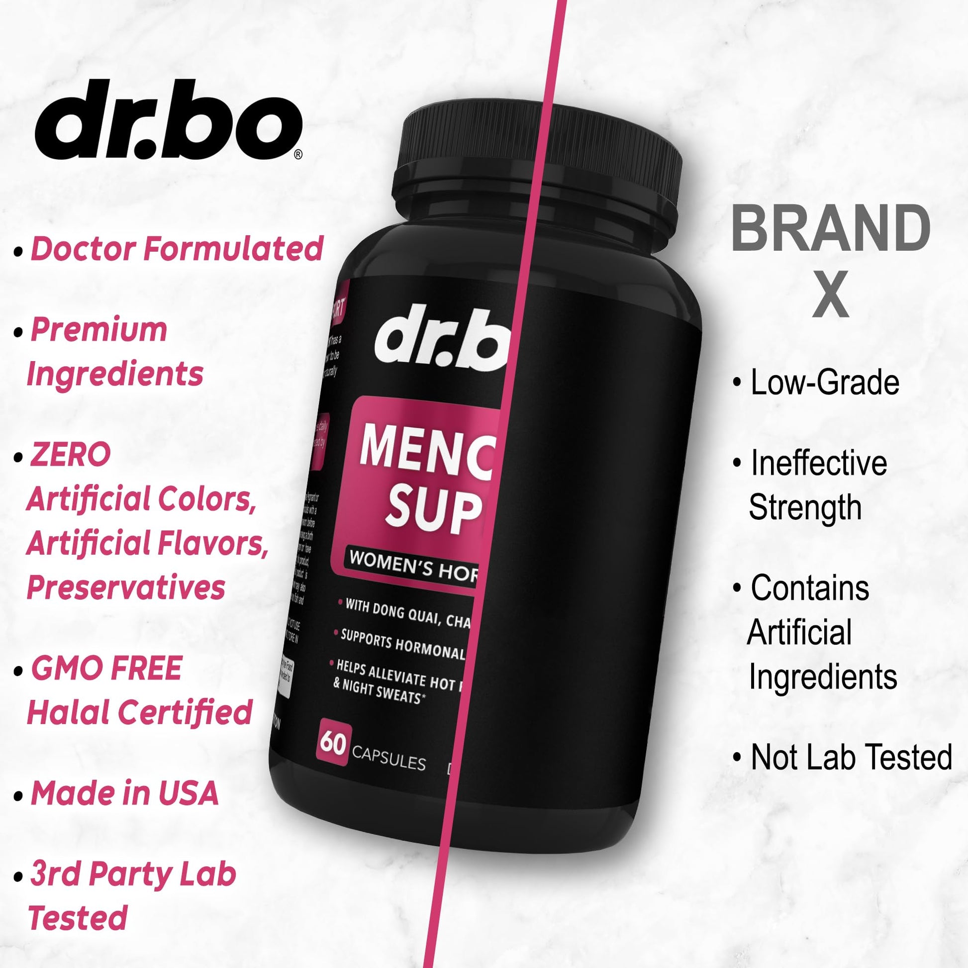 Menopause Supplements for Women Support Pills - Natural Menopause Relief for Hot Flashes, Night Sweats & Mood Swings with Dong Quai, Chasteberry & Black Cohosh - Hormone Balance for Women Supplement DR. BO buy supplements canada