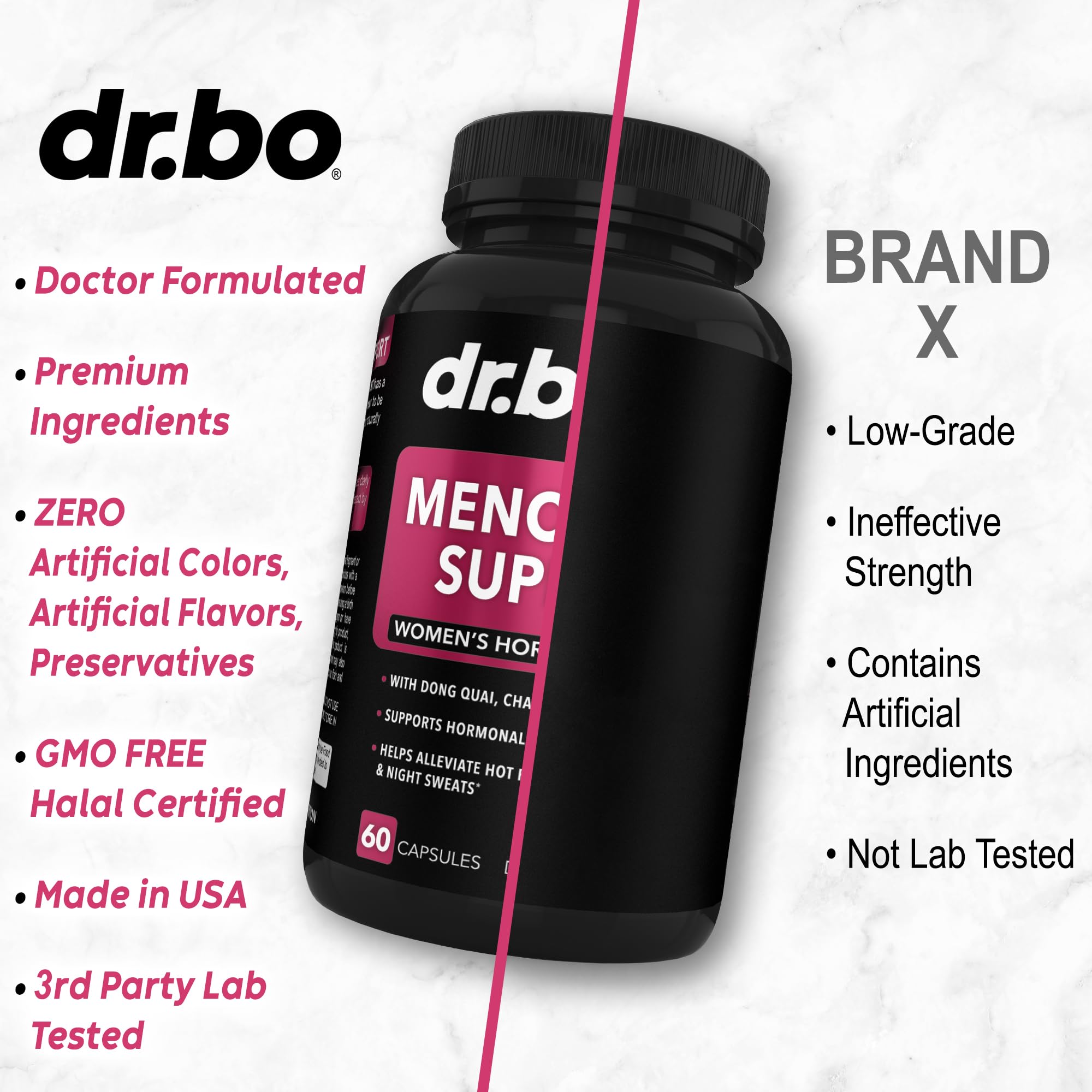 Menopause Supplements for Women Support Pills - Natural Menopause Relief for Hot Flashes, Night Sweats & Mood Swings with Dong Quai, Chasteberry & Black Cohosh - Hormone Balance for Women Supplement DR. BO buy supplements canada