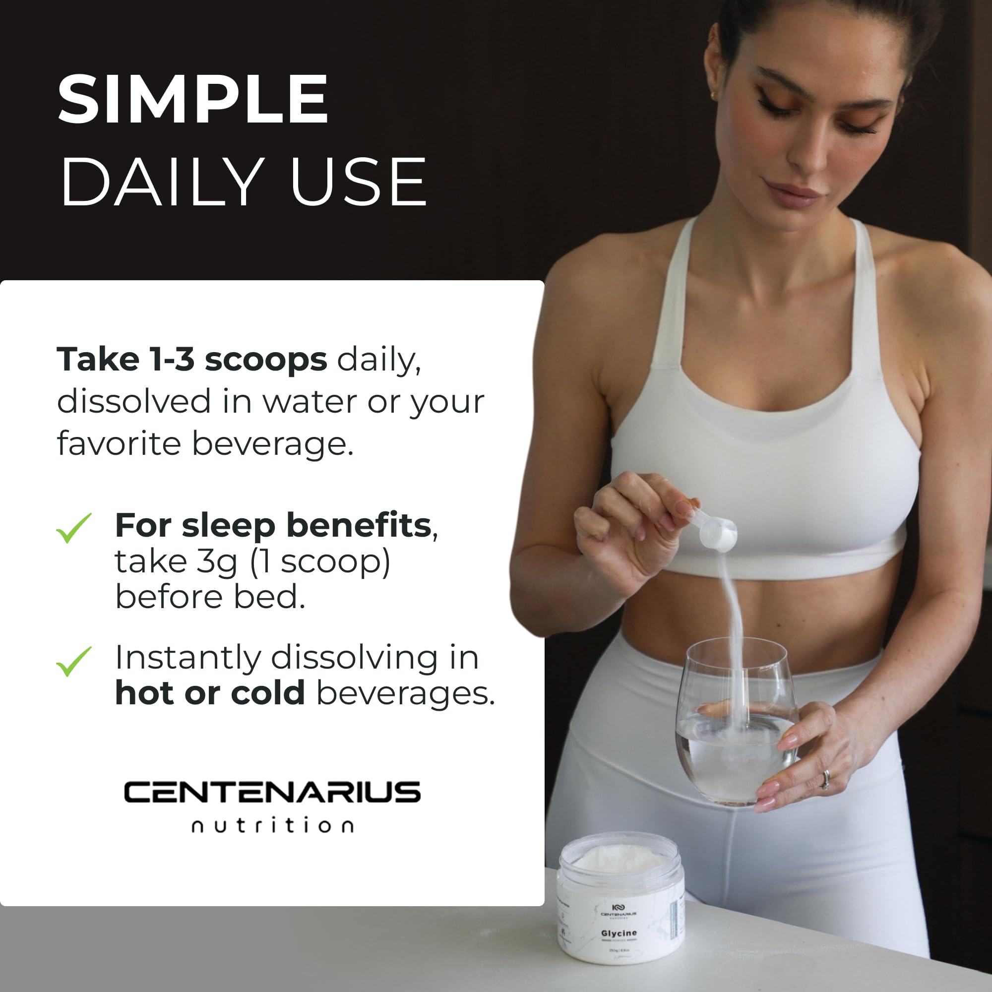 Premium Glycine Powder 250g | Amino Acids Supplement for Post Workout Muscle Recovery, Digestion, Sleep Aid + More - Vegan, Additive-Free Centenarius Nutrition buy supplements canada