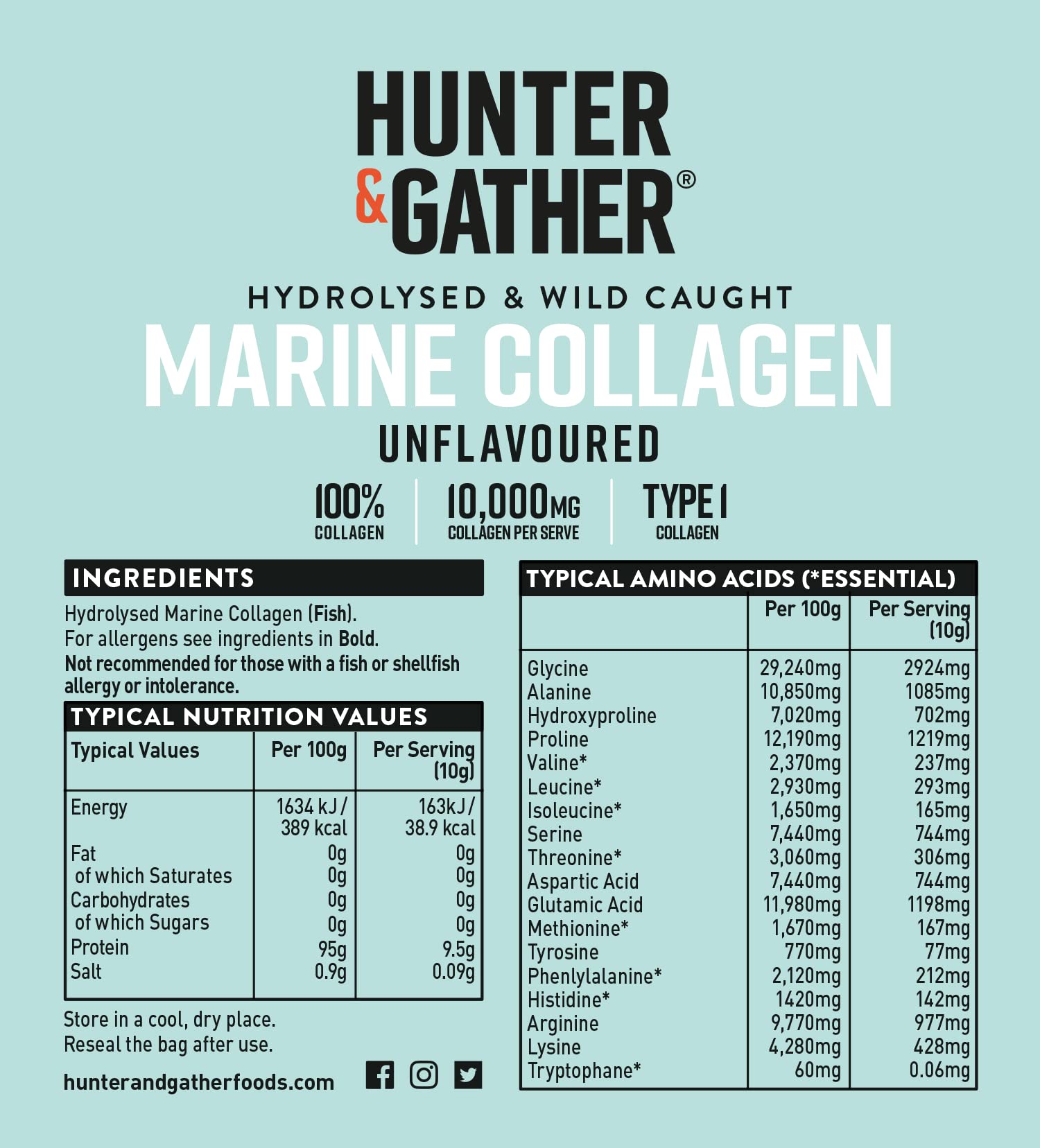 Hunter & Gather Marine Collagen Powder 300g | Pure Unflavoured Premium Hydrolysed Wild Caught Marine Collagen Hunter & Gather buy supplements canada