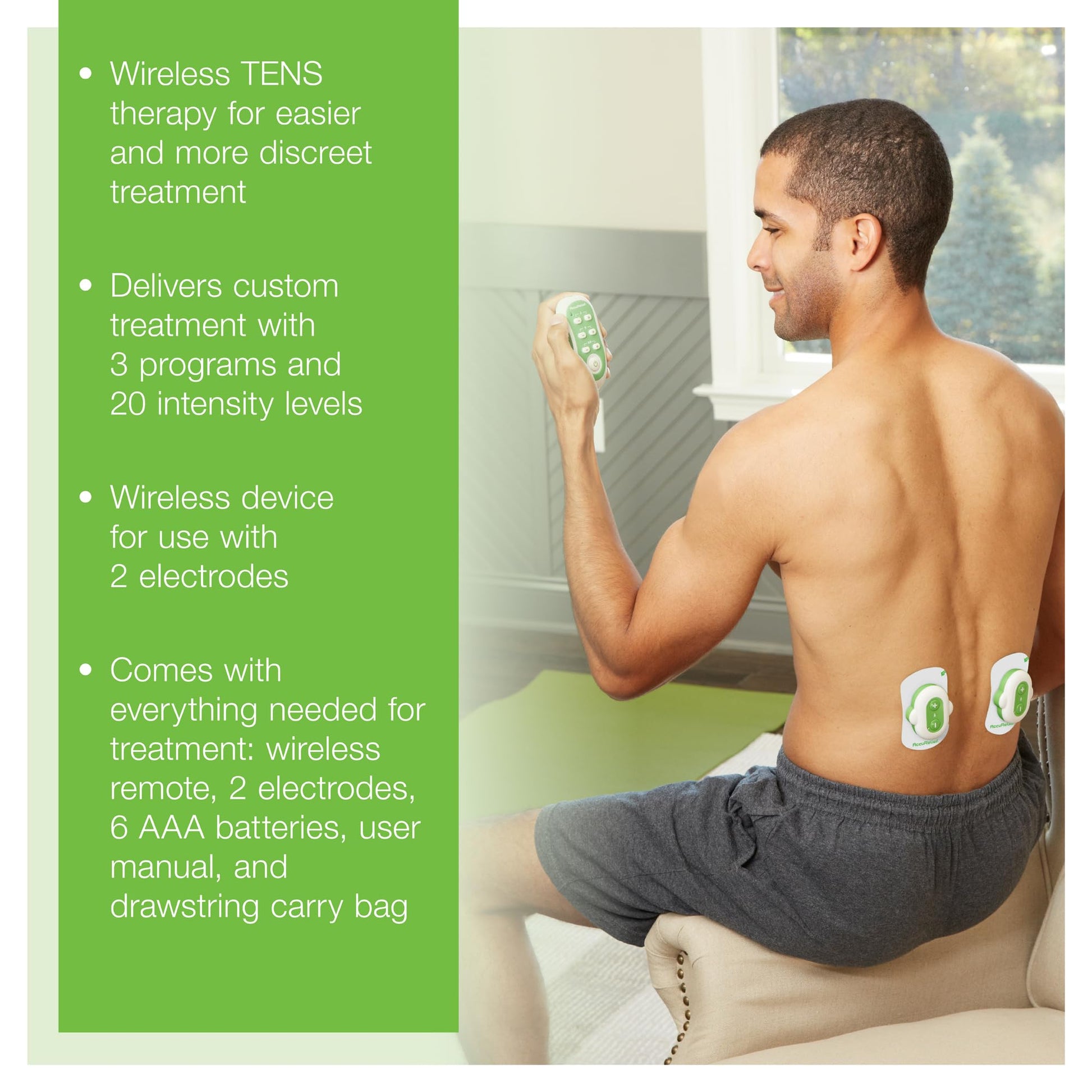 AccuRelief Wireless TENS Unit with Remote Control, TENS Pain Relief Device and Muscle Stimulator, for Back Pain, Neck Pain, Arm and Leg Pain AccuRelief buy supplements canada