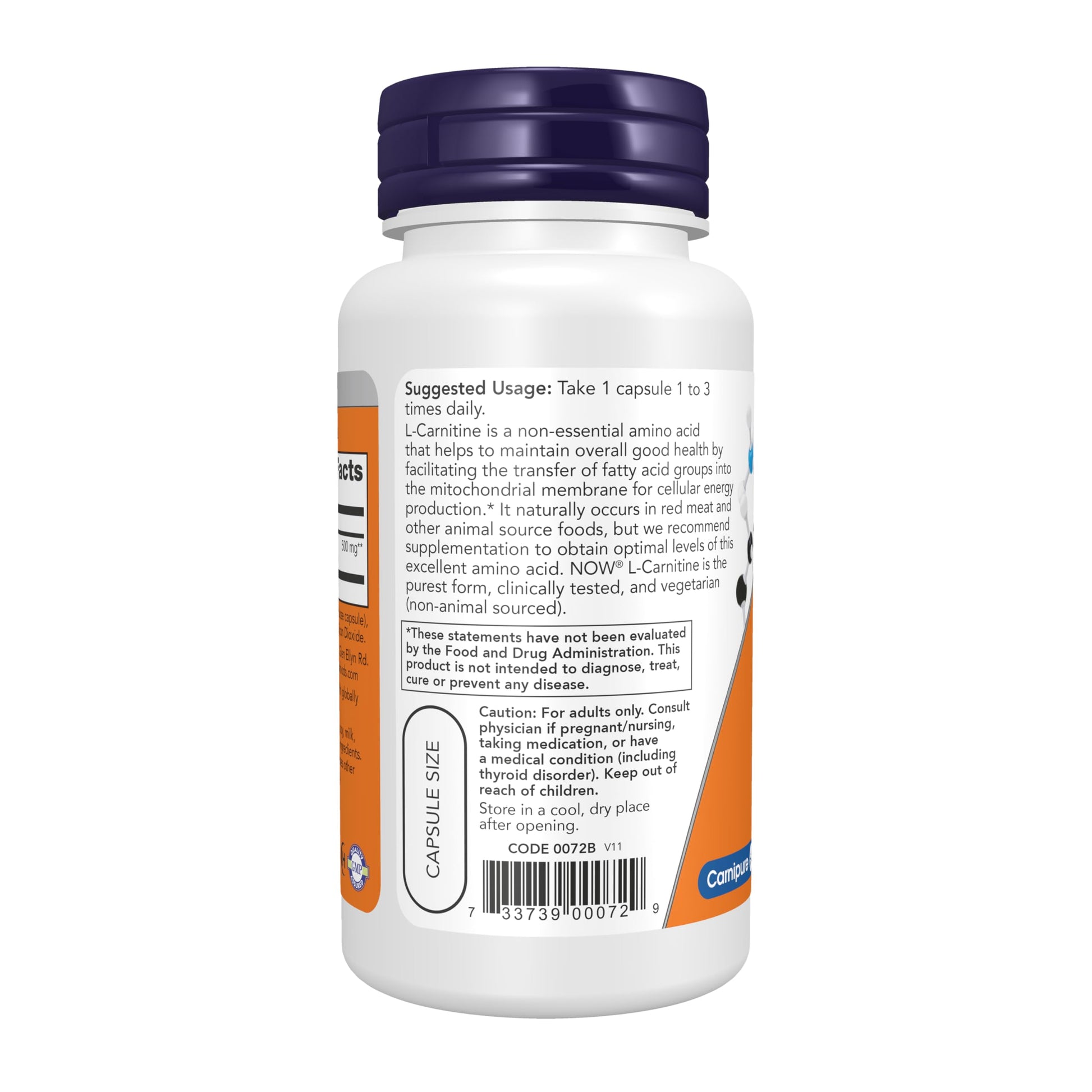 NOW Foods Supplements, L-Carnitine 500mg, Purest Form, Amino Acid, Fitness Support*, 60 Veg Capsules NOW Foods buy supplements canada