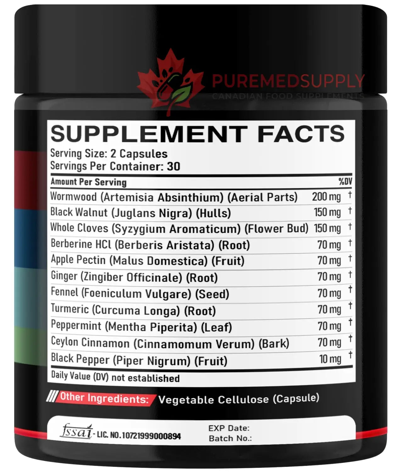 DEDICAD Wormwood Capsules Supplement - Extracted from Black Walnut, Cloves, Turmeric, Apple, Berberine HCl & More - 11 Ingredients Combined for Immune System, Body Management - 60 Capsules DEDICAD buy supplements canada