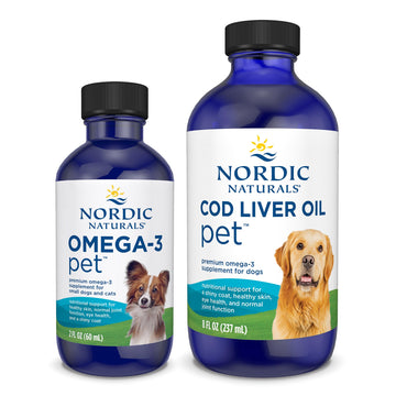 Nordic Naturals Omega-3 Pet Bundle - 2 oz Omega-3 Fish Oil for Small Dogs & Cats, 8 oz Pet Cod Liver Oil Promotes Heart, Skin, Coat, & Immune Health Nordic Naturals buy supplements canada