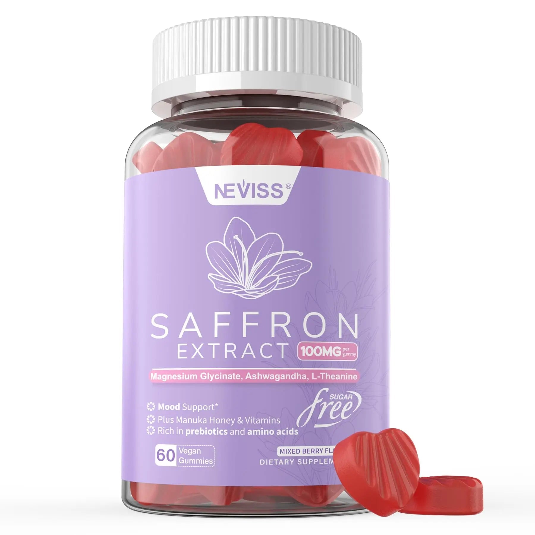 Saffron Supplements Gummies 100mg - 100% Pure Saffron Extract with Magnesium Glycinate, L-Theanine, Turmeric, Ashwagandha NEVISS buy supplements canada