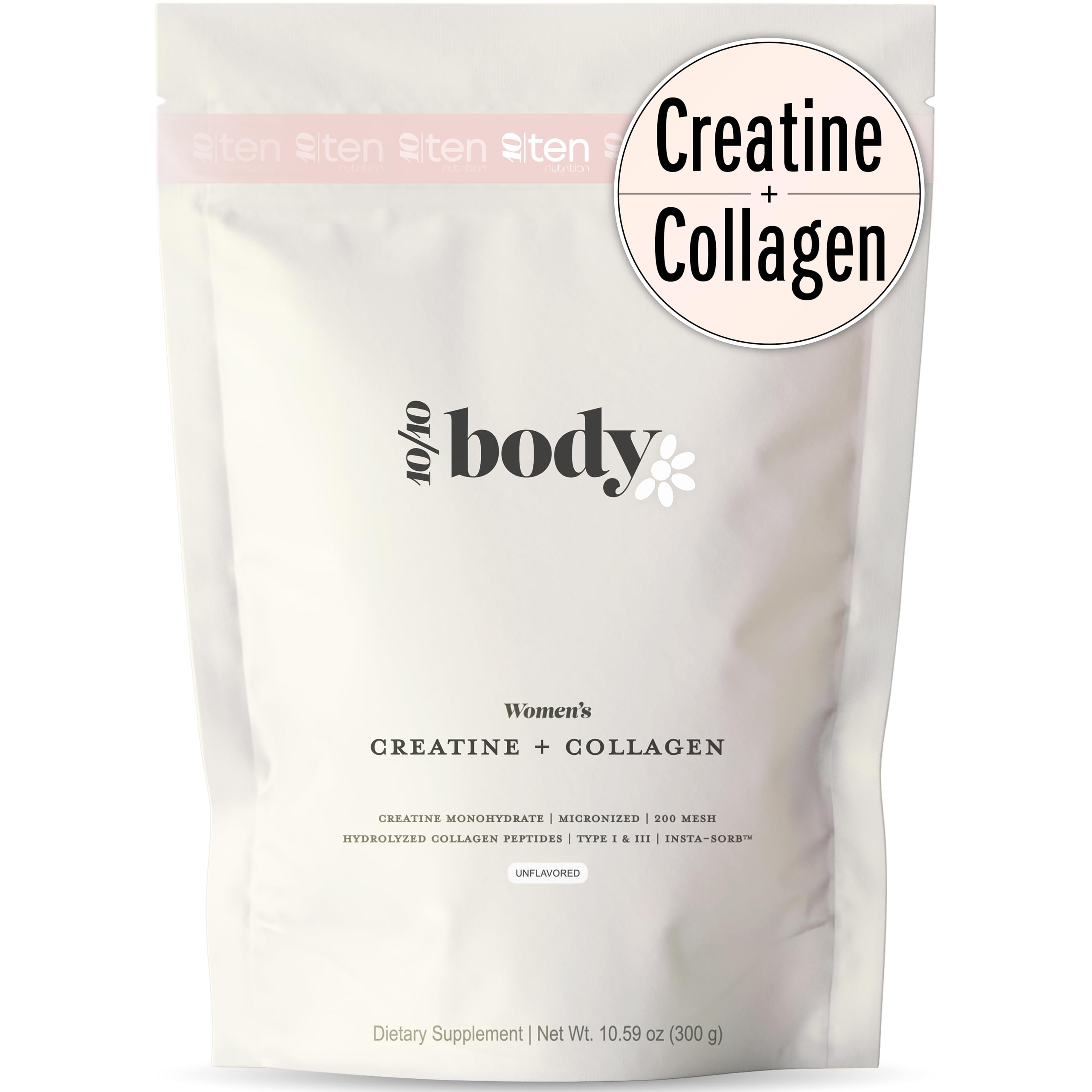 New - Creatine + Collagen for Women – Supports Lean Muscle Growth & Development, Booty Gain, Energy & Recovery – 5g Creatine Monohydrate Plus 5000mg Collagen Peptides Combo – Unflavored, 30 Servings 10Ten Nutrition buy supplements canada