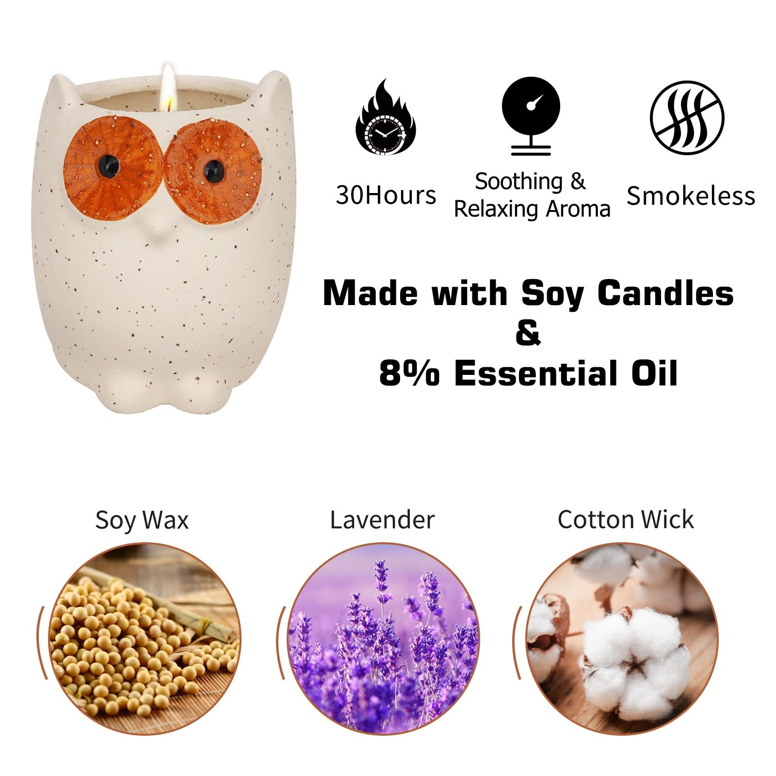 ETAKISH Lavender Scented Candle Gifts for Women, Cute Owl Highly Scented Aromatherapy Candle ETAKISH buy supplements canada