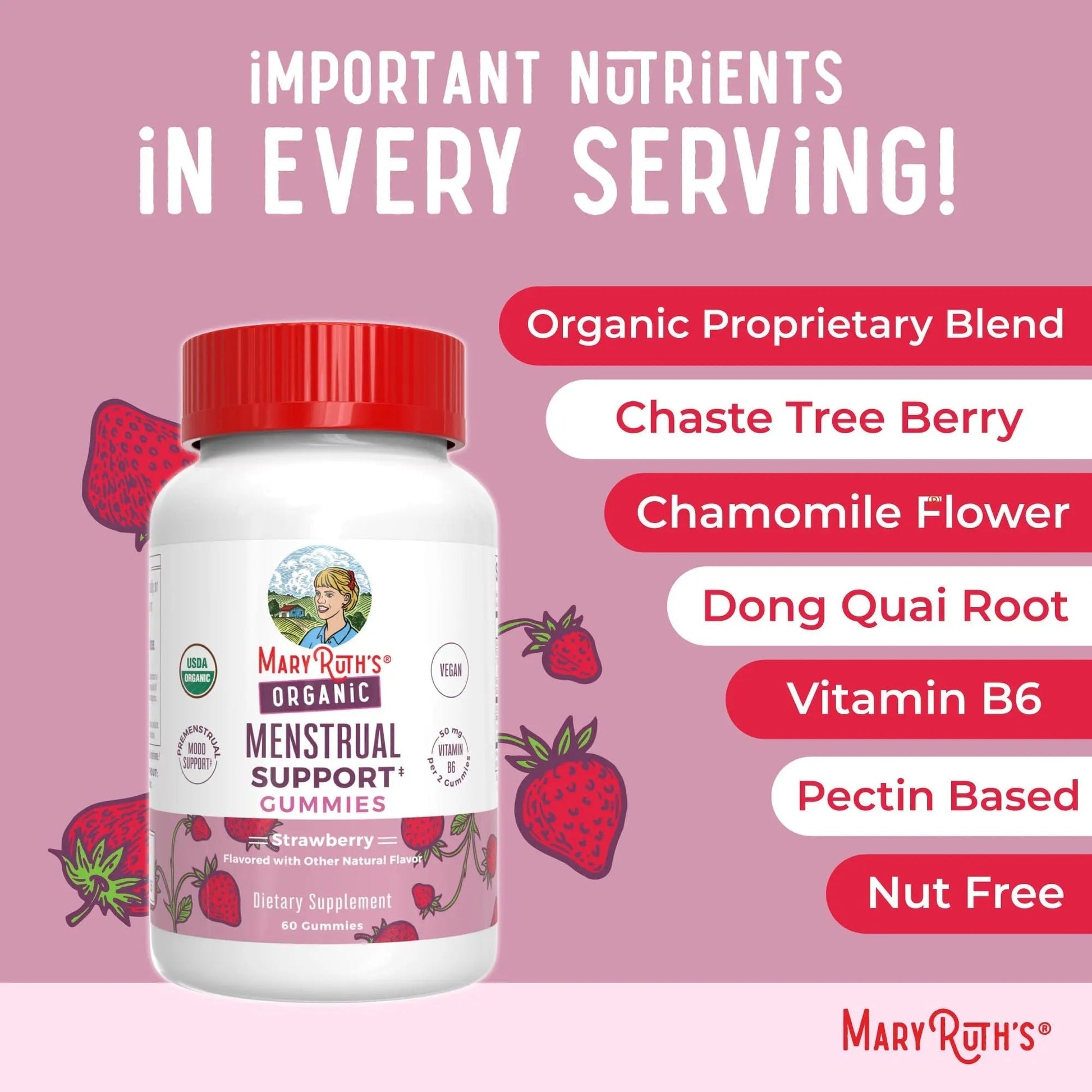 Organic Menstrual Support Gummies by MaryRuth's | for The Relief of Common Symptoms of Premenstrual Syndrome | PMS Support | Premenstrual Mood Support | USDA Organic | Non-GMO | Vegan | 30 Servings MARYRUTH'S buy supplements canada