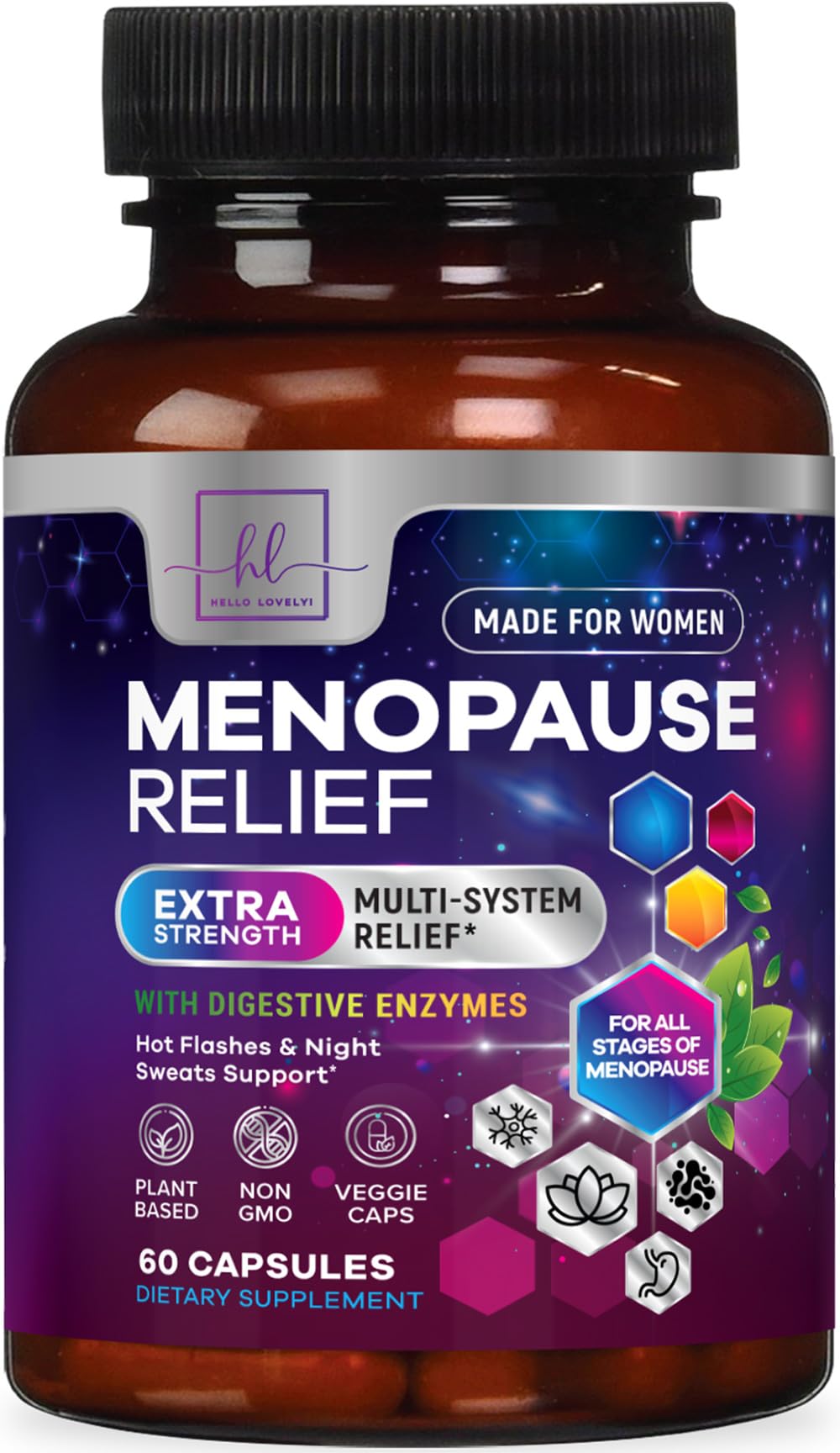 Menopause Supplements for Women - Complete Hot Flash Night Sweats & Menopause Relief Pills, 8 Billion CFU Probiotics with Dong Quai & Black Cohosh for Vaginal, Digestive Support - 60 Capsules Hello Lovely! buy supplements canada