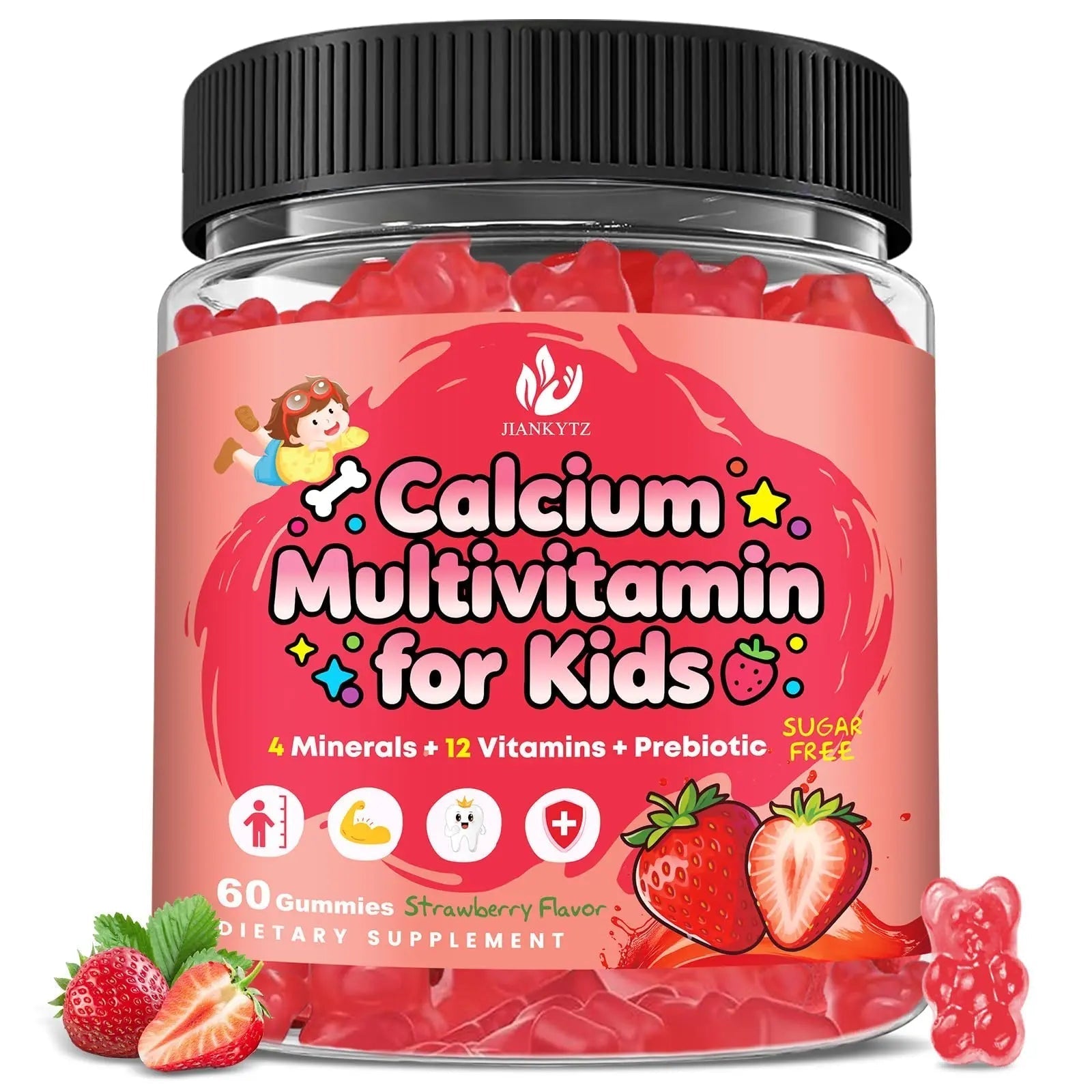 Sugar Free Calcium Multivitamin Gummies for Kids - Nutritional, Immune, Bone Support, Whole Multivitamin, with Vitamins A, C, D, B1, B2, B6, Folate JIANKYTZ buy supplements canada