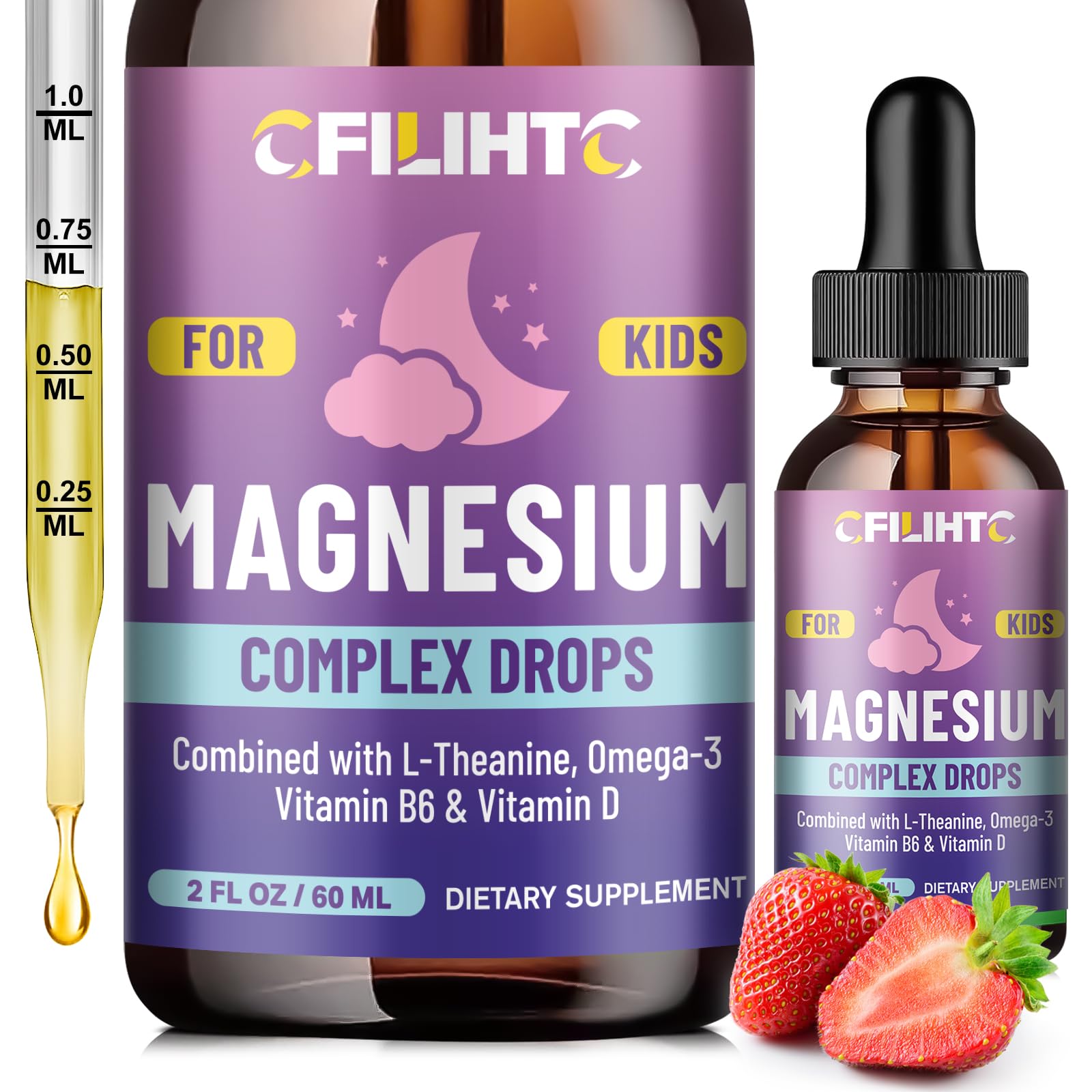 Kids Magnesium Liquid Drops-Magnesium Glycinate Liquid for Kids Supplement-w/L-theanine, Omega-3, Vitamin B6, D3 - for Sleep, Relaxation, Brain, Bones CFILIHTC buy supplements canada