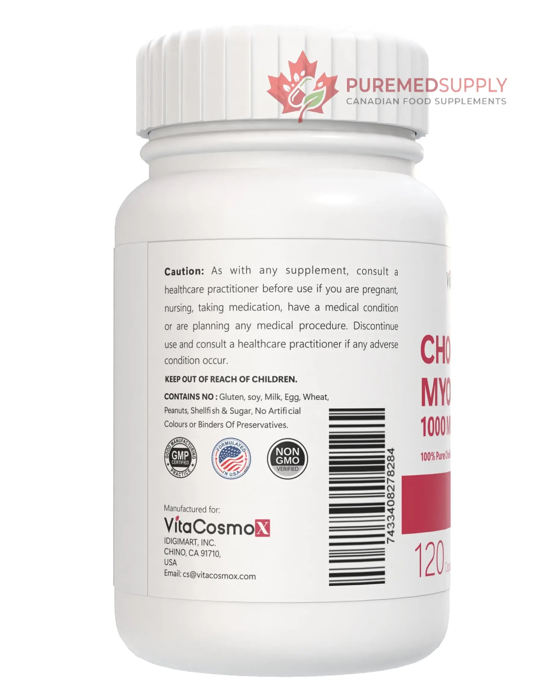 VitaCosmoX Choline and Myo-Inositol Supplement, 1000 mg Each, 120 Veggie Capsules 100% Vegetarian, Non-GMO & Gluten Free VitaCosmoX buy supplements canada