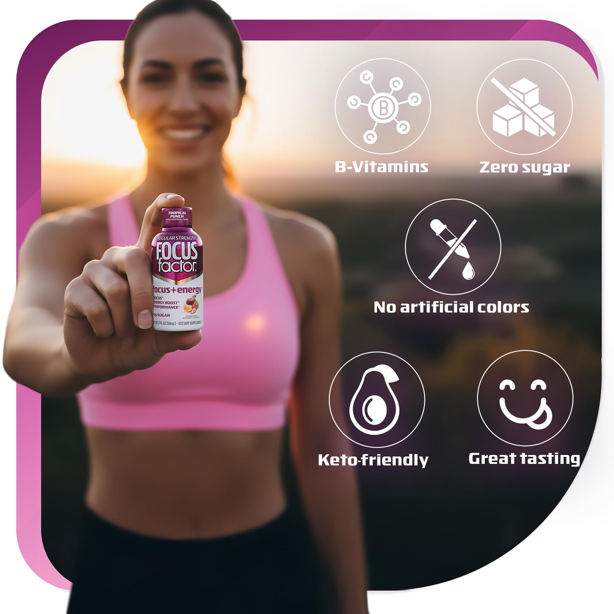 Focus Factor Focus + Energy Shots - 12 x 2oz Bottles (Tropical Punch Flavor) - Powered by Nootropics with Caffeine, L-Theanine, Ginkgo, Bacopa, L-Tyrosine, Alpha GPC Focus Factor buy supplements canada
