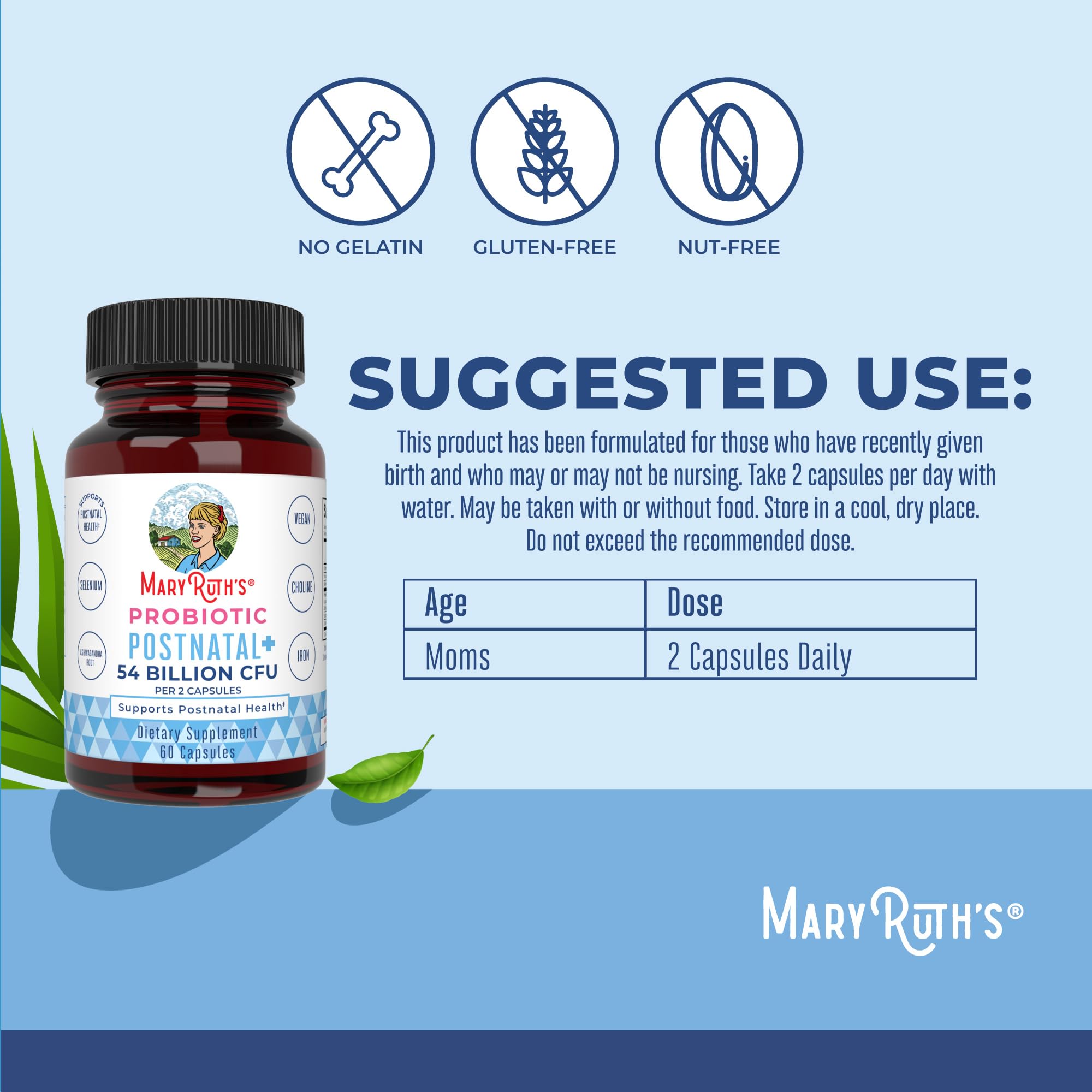 MaryRuth Organics Postnatal Probiotics for Breastfeeding Women | Nursing Probiotic Capsules with Vitamins | Minerals & Antioxidants | 54 Billion CFU | Non-GMO | Vegan | 30 Servings MARYRUTH'S buy supplements canada