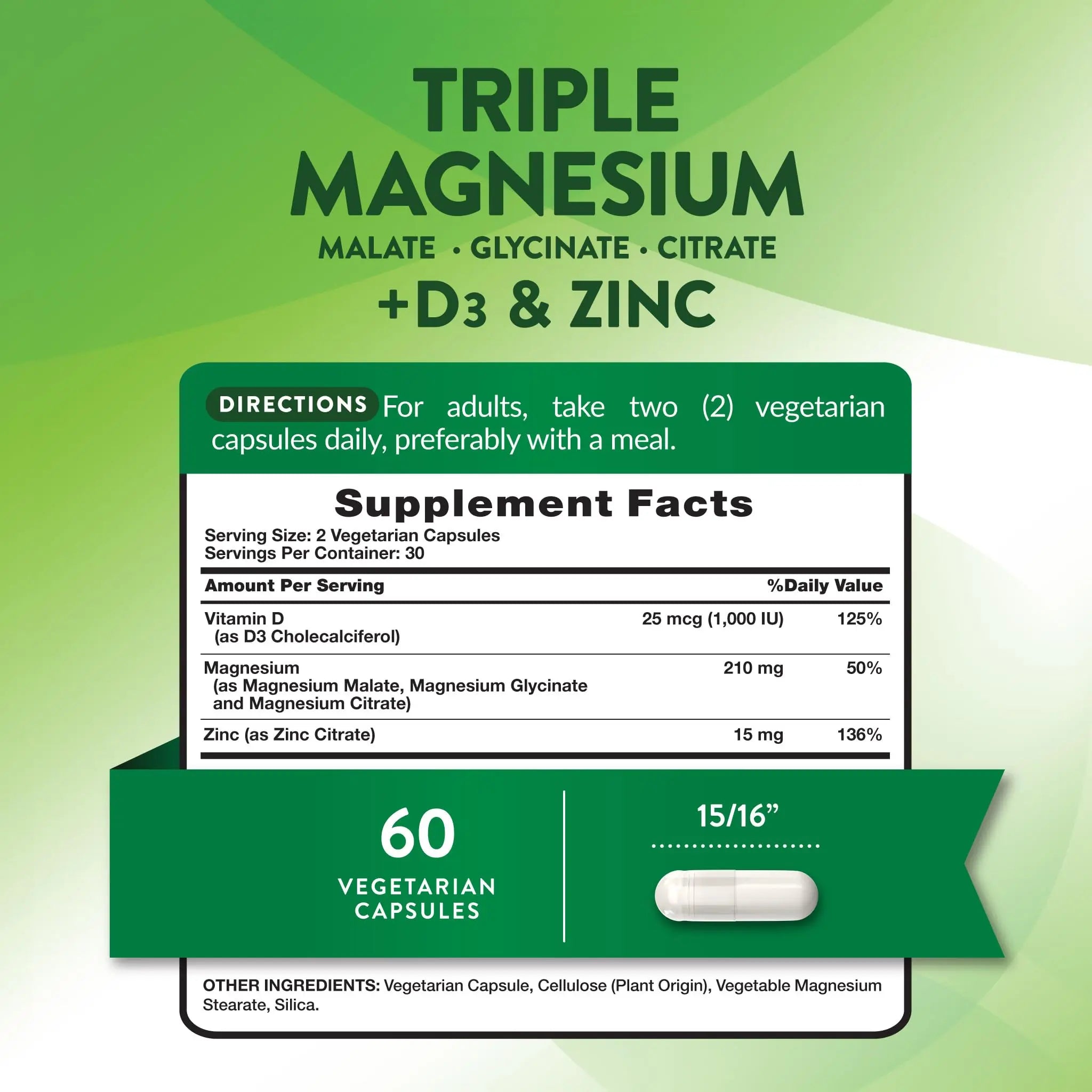 Nature's Truth Triple Magnesium Complex Supplement | 60 Capsules | Glycinate, Citrate & Malate | with D3 & Zinc | Vegetarian, Non-GMO, & Gluten Free Nature's Truth buy supplements canada