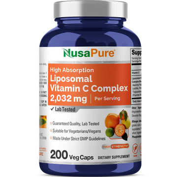 NusaPure Liposomal Vitamin C 2032mg - 200 Veggie Vegan Capsules, BioPerine - High Absorption Ascorbic Acid NusaPure buy supplements canada