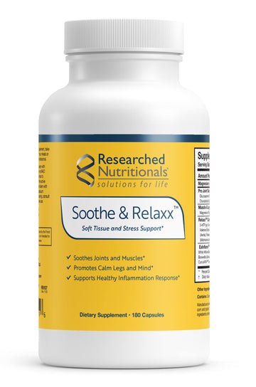 Researched Nutritionals Soothe & Relaxx - Soft Tissue, Muscle + Support Supplement - A Gentle Health Supplement for Calming Relief - Soothe Your Body + Mind (180 Capsules) Researched Nutritionals buy supplements canada