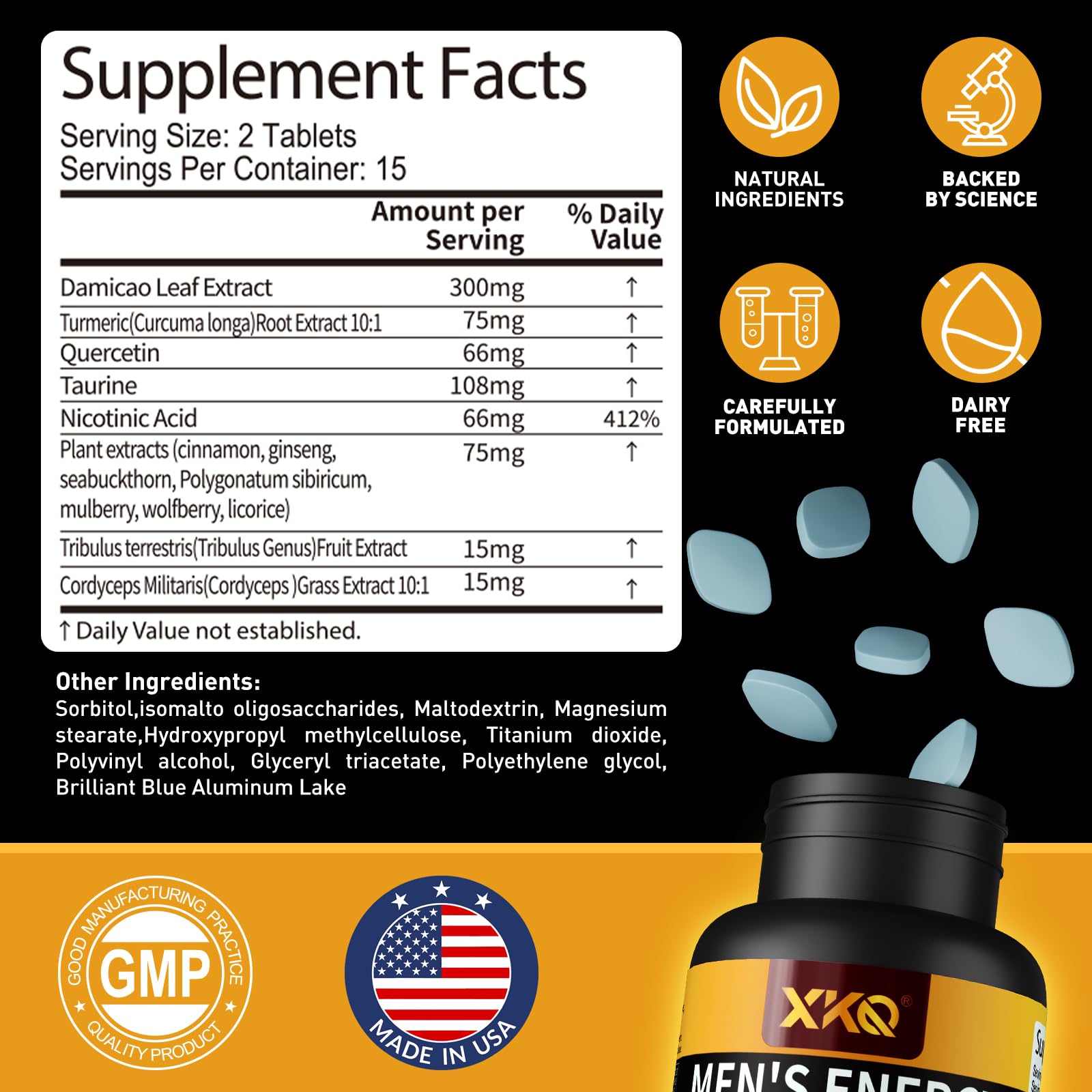 XKQ Men’s Vitality Support Supplement – Daily Energy & Performance Formula for Adult Men | Supports Circulation, Stamina & Confidence | Herbal & Amino Blend | 30 Tablets | 3rd Party Tested XKQ buy supplements canada