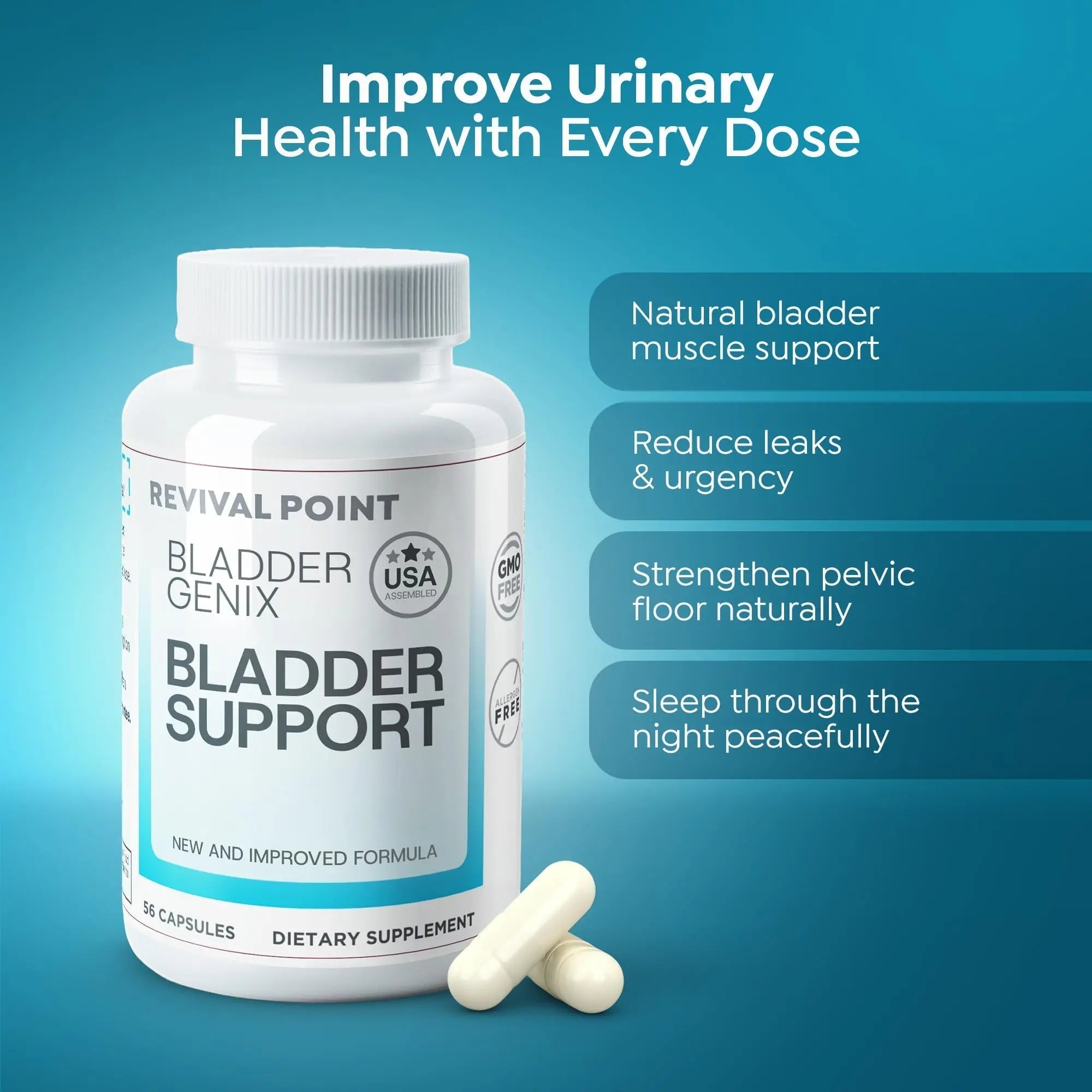 Bladdergenix Bladder Control Supplement for Women and Men – Natural Urinary Urgency & Frequency Support – Crataeva Nurvala & Lindera Aggregata Herbal Blend for Bladder Health – 56 Capsules Revival Point buy supplements canada
