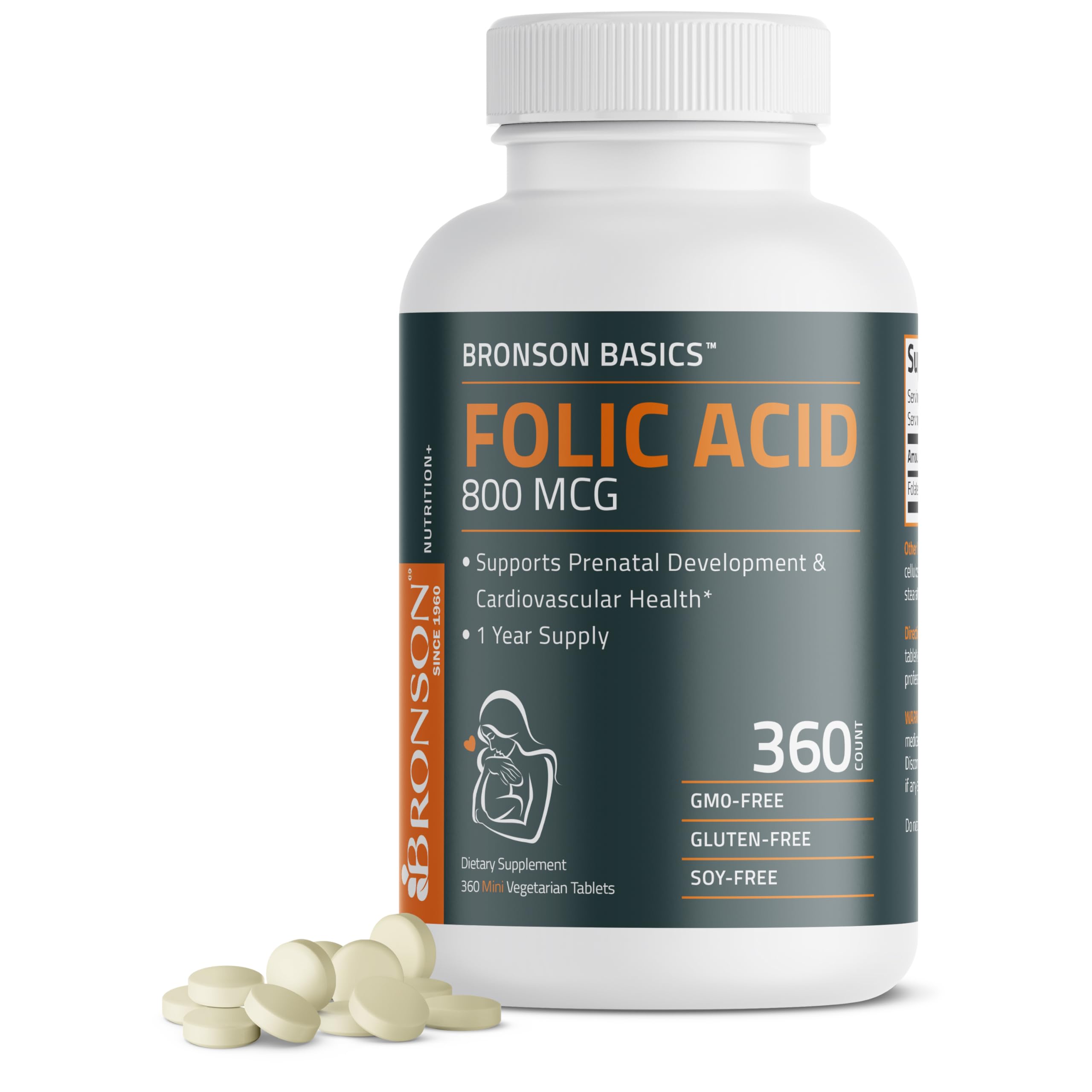 Bronson Folic Acid 800 MCG Supports Prenatal Development, 1 Year Supply, Non-GMO Bronson buy supplements canada
