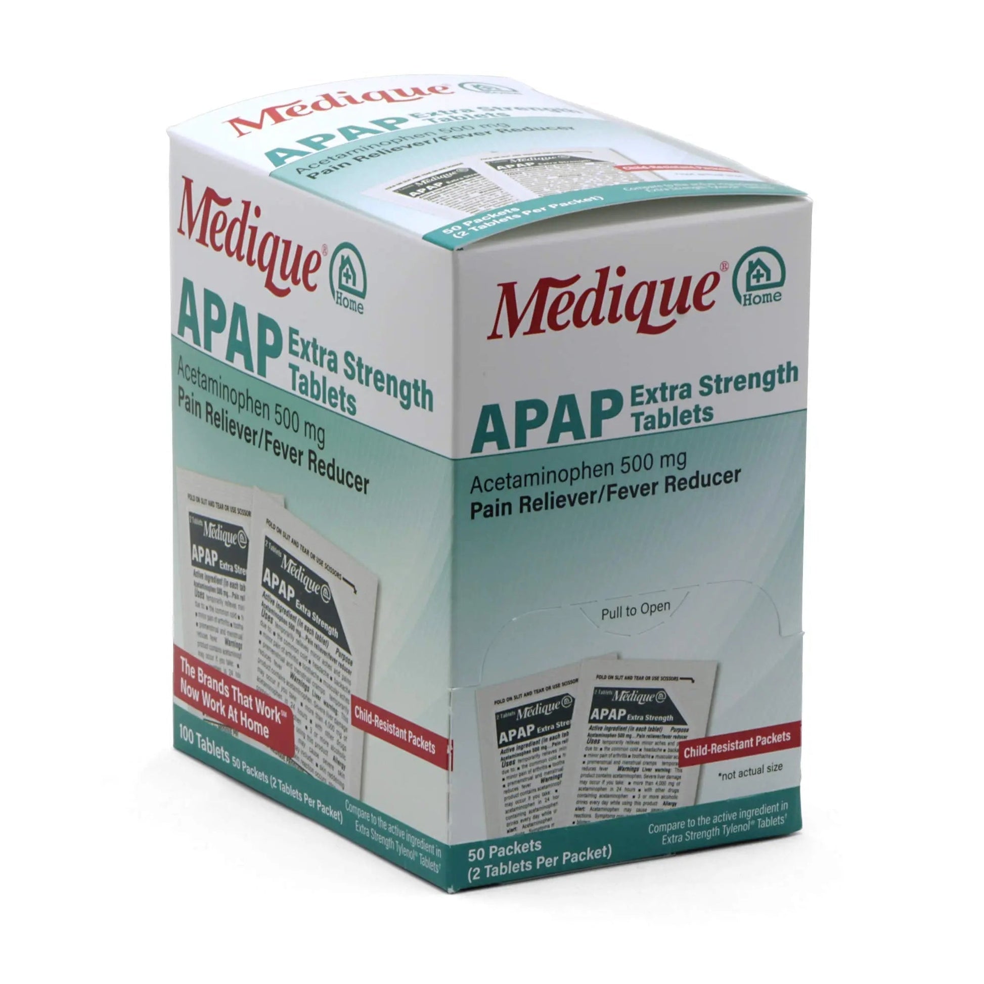 Medique @ Home 70433 Extra Strength APAP Tablets, Non-Aspirin, 50 Packets (2 Tablets per Packet) Total-100 Count Medique buy supplements canada