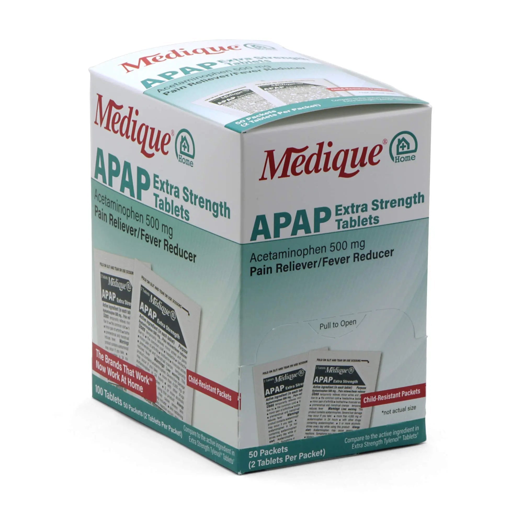 Medique @ Home 70433 Extra Strength APAP Tablets, Non-Aspirin, 50 Packets (2 Tablets per Packet) Total-100 Count Medique buy supplements canada
