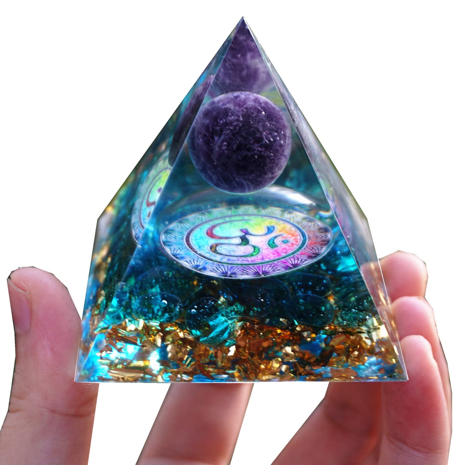 Besorgone Orgonite Pyramid for Positive Energy Amethyst Sphere Chakra Orgone with Blue Quartz Besorgone buy supplements canada