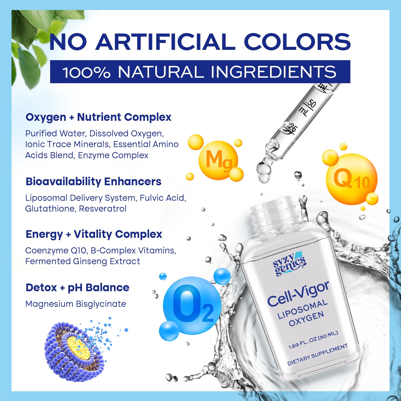 SYZY GENICS Liquid Oxygen Drops – 13-in-1 Oxygen Boost Liposomal Formula with CoQ10, B Vitamins, Ginseng, Glutathione & Resveratrol – High Absorption Energy & Immune Support – 1.69 fl oz SYZY GENICS buy supplements canada
