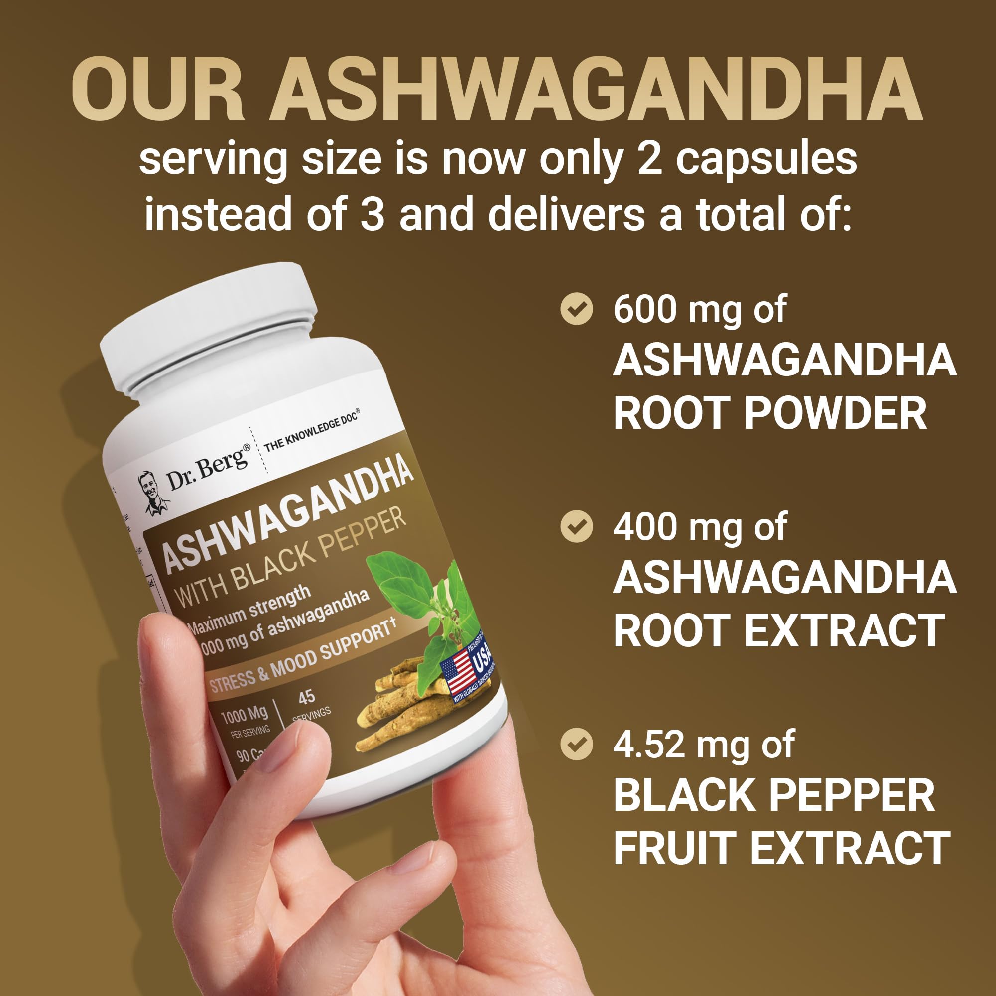 Dr. Berg Ashwagandha Capsules 1000mg - Includes Ashwagandha Root with Black Pepper from Bioperine - Ashwagandha Supplements 90 Capsules Dr. Berg Nutritionals buy supplements canada