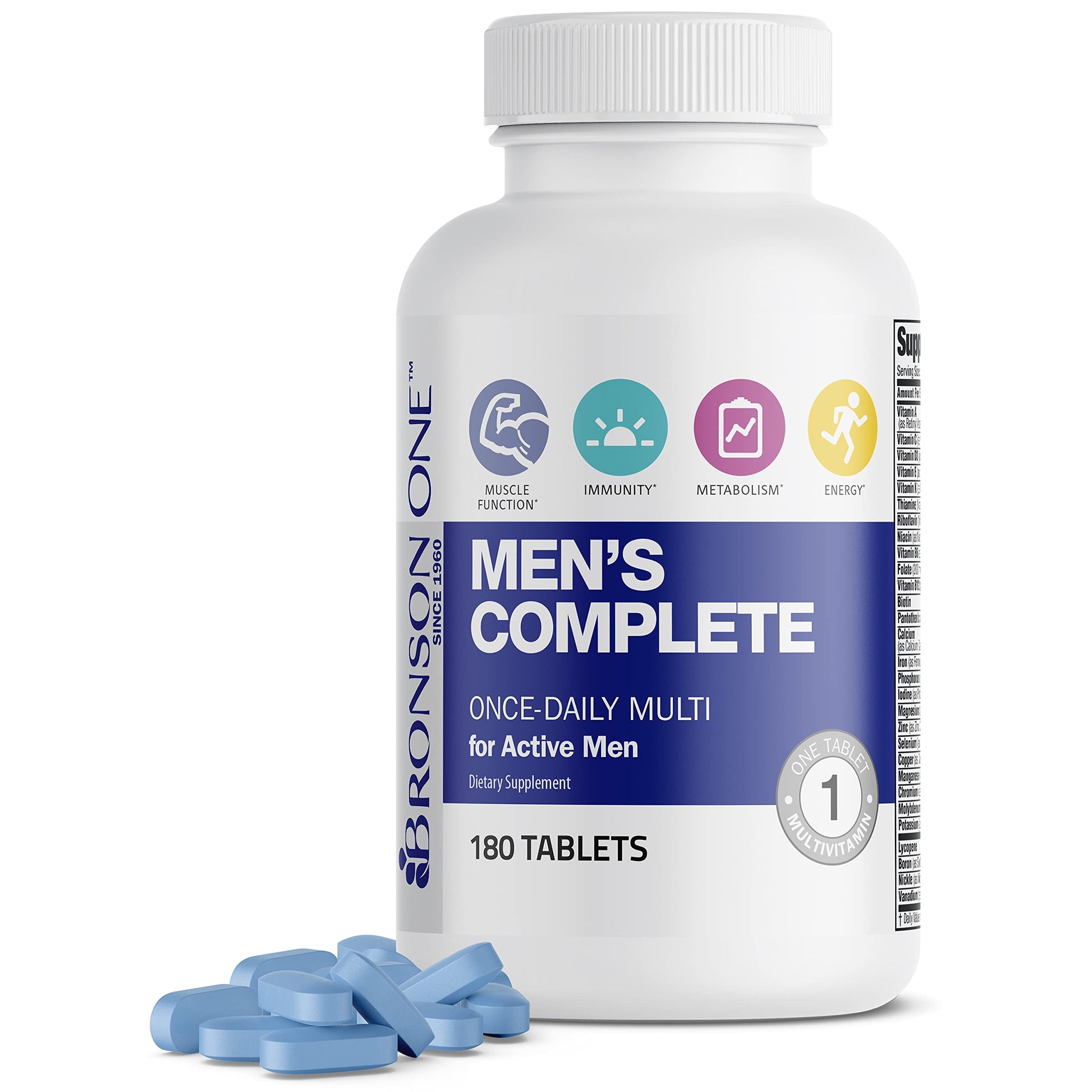Bronson ONE Daily Men’s Complete Multivitamin Multimineral Once-Daily Multi for Active Men, 180 Tablets Bronson buy supplements canada