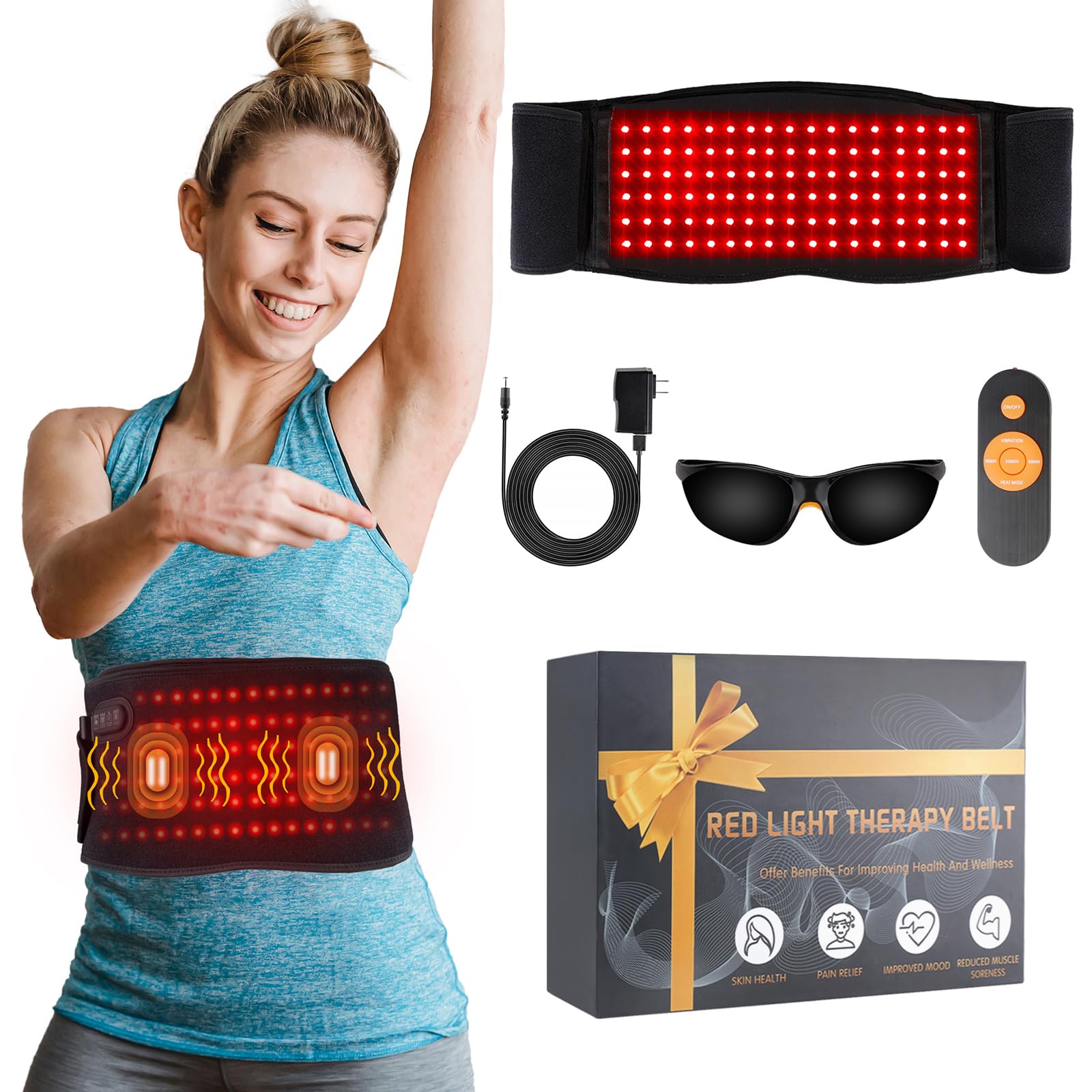 Infrared Red Light Therapy Belt:LED Lamp Vibration Near Body Pain Relief Device Wrap Red Fellibay buy supplements canada